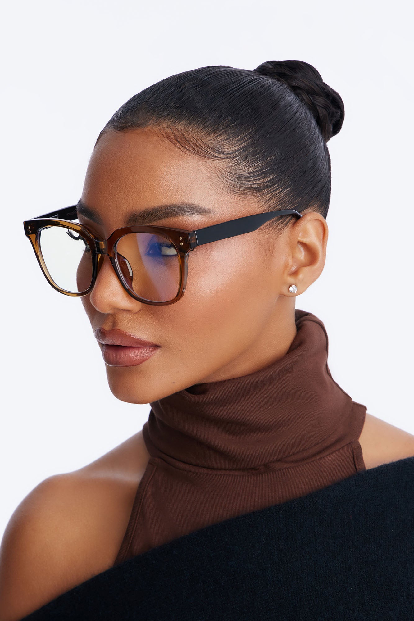 Hand Written Square Blue Light Glasses - Brown/combo