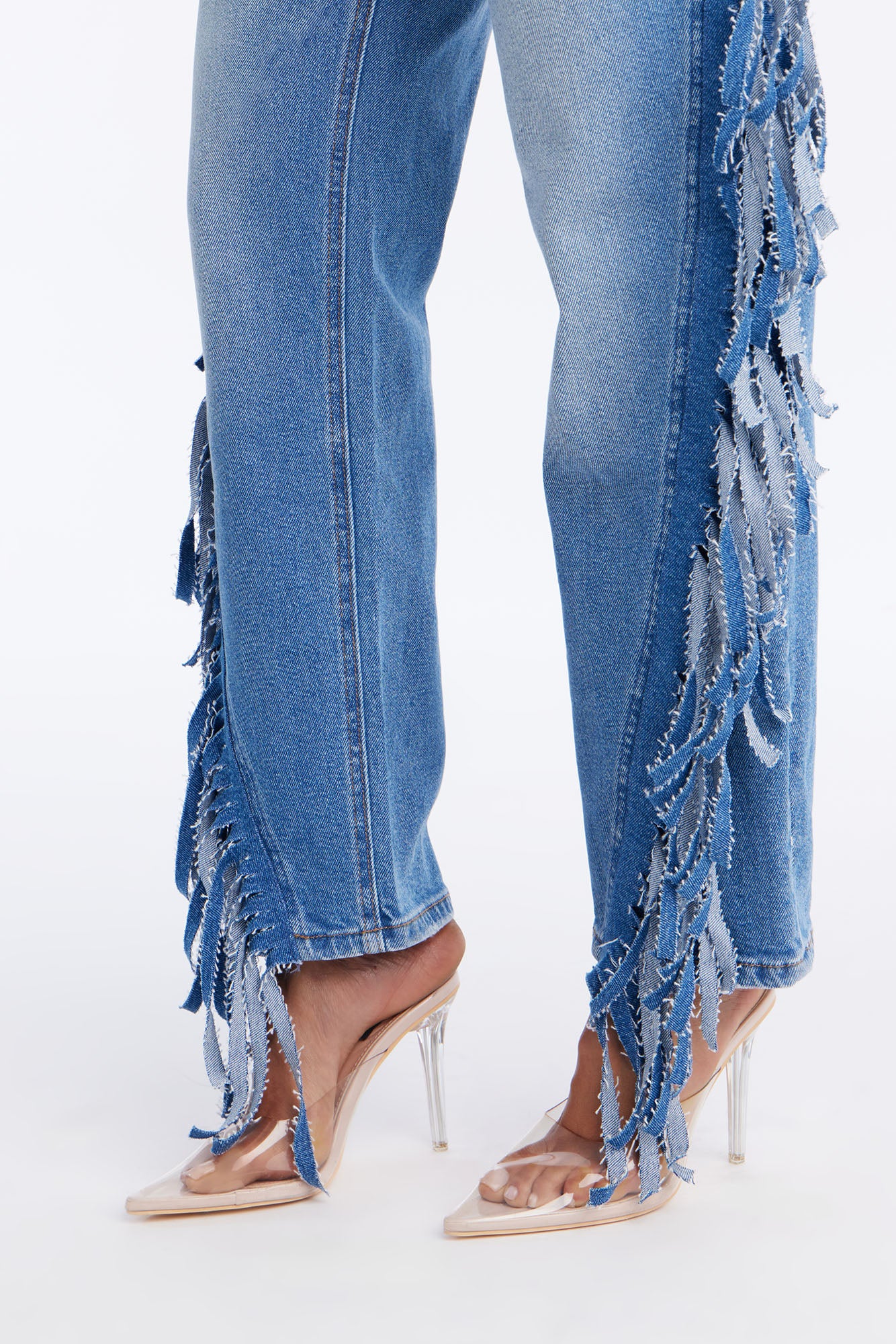 On The Fringe Jeans - Medium Wash