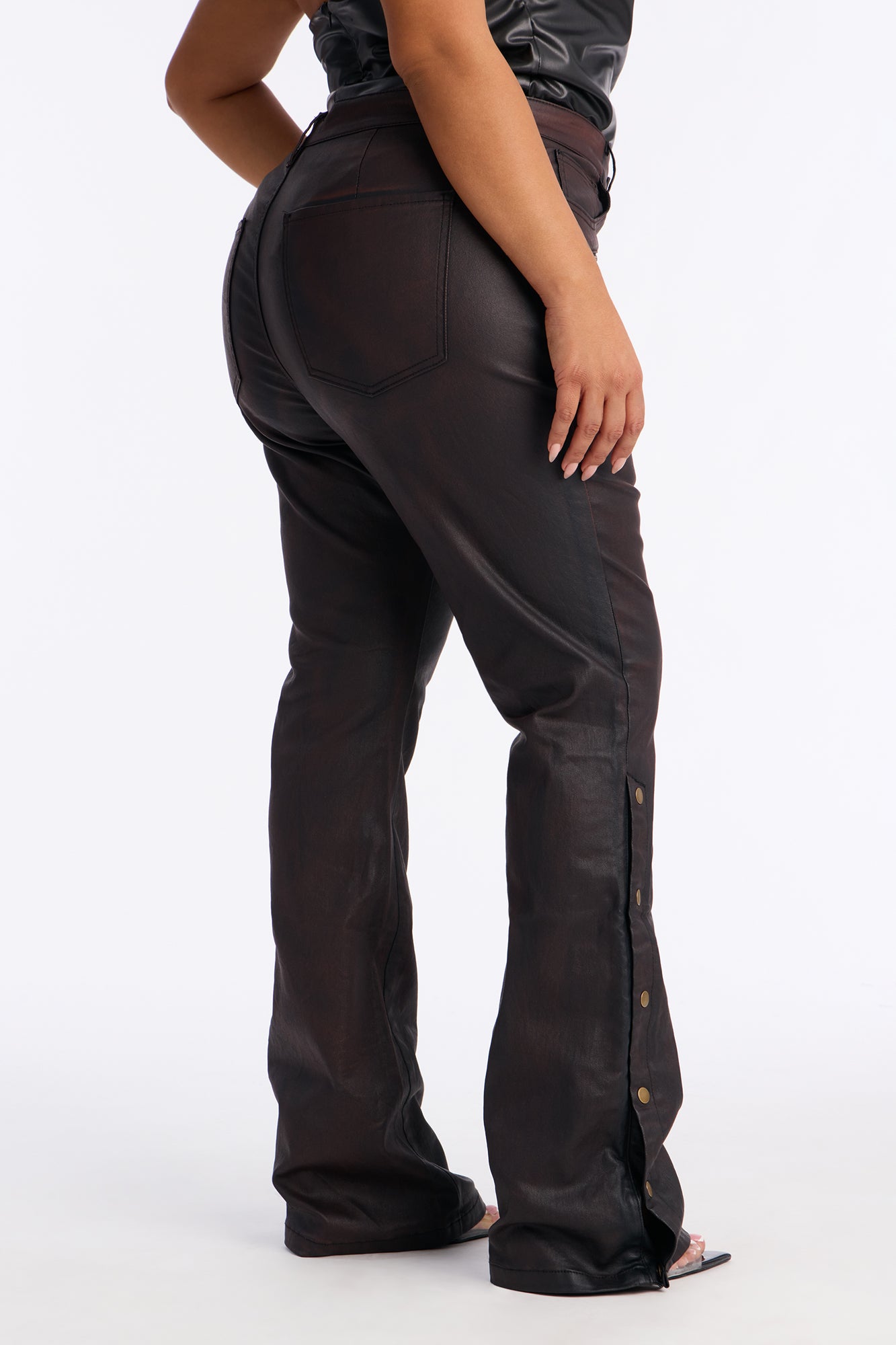 The Backbeat Coated Denim Bootcut Jeans - Black/Brown