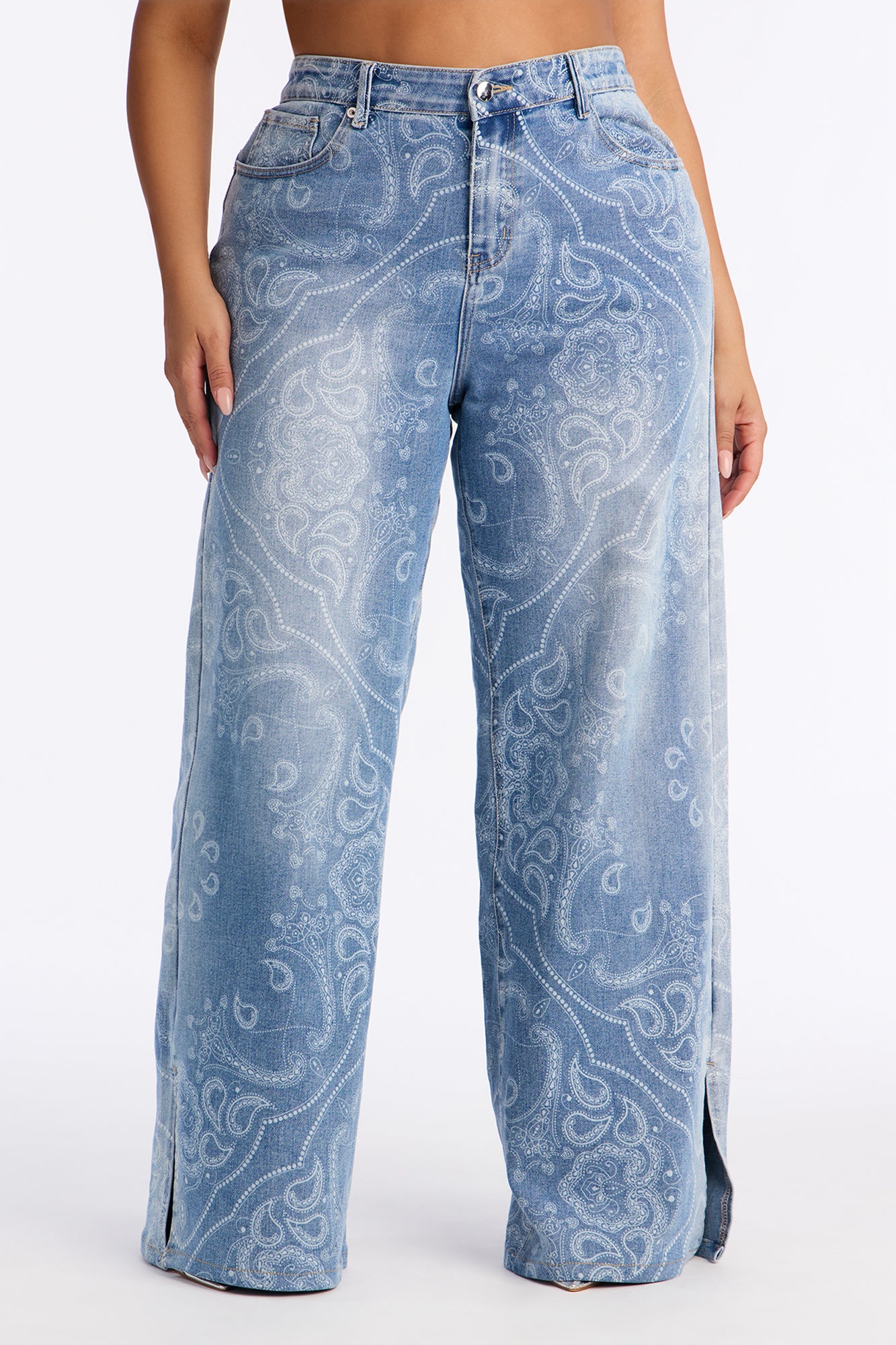 Playa Days Stretch Wide Leg Jeans - Light Wash