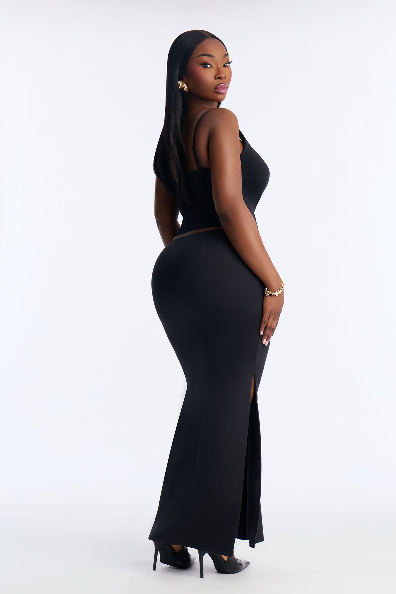 Seamless Smooth Double Lined Scoop Neck Cami Top - Black