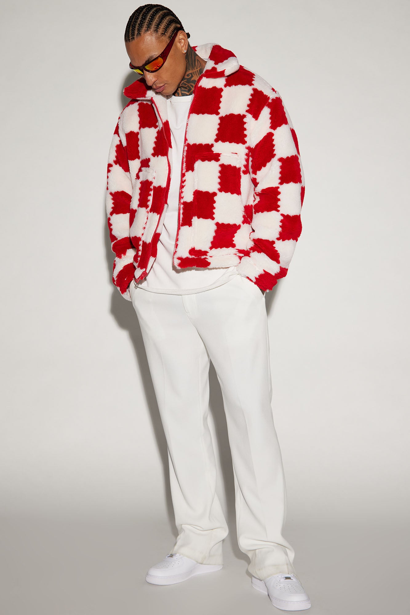 Playin' Chess Sherpa Jacket - Red/combo