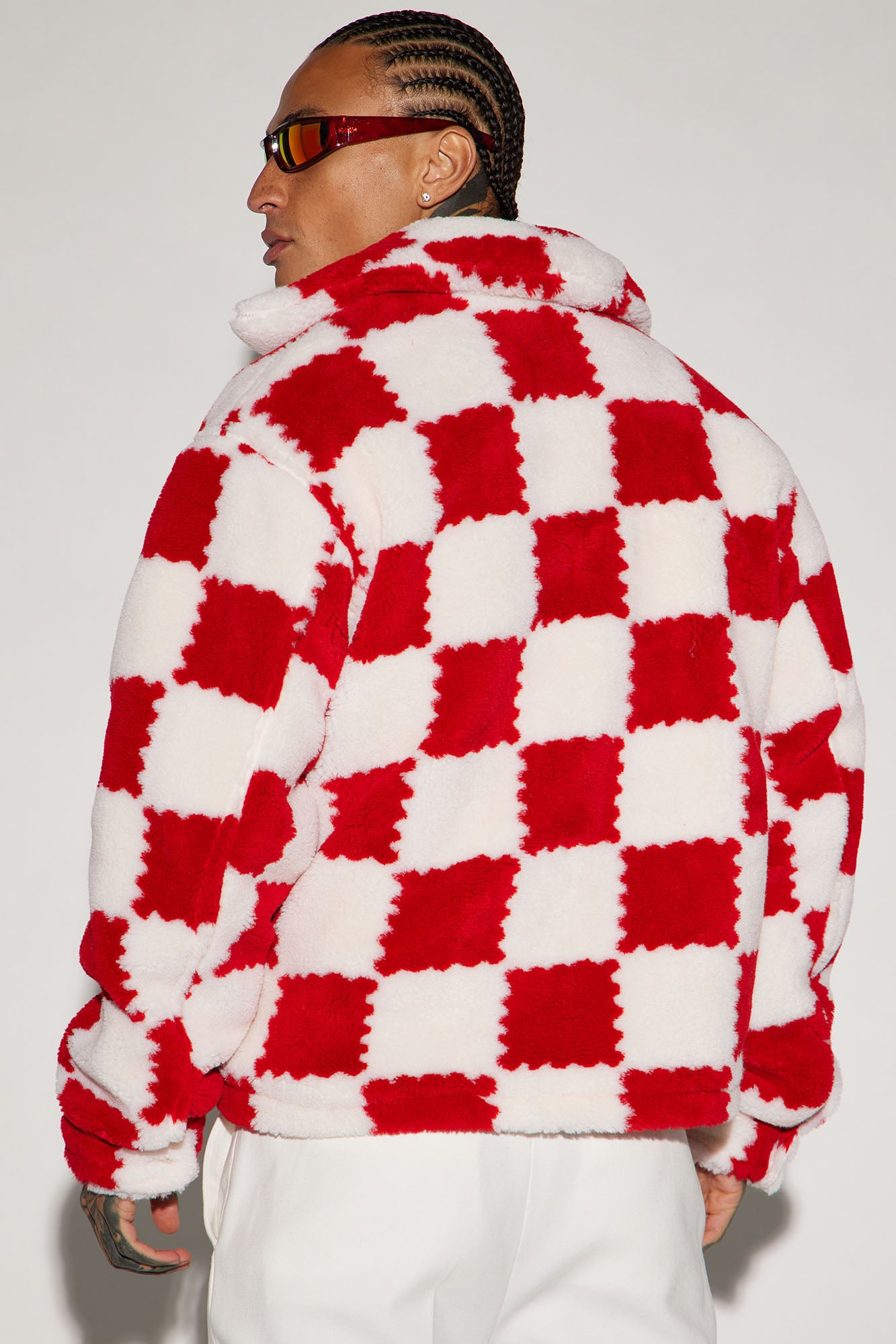 Playin' Chess Sherpa Jacket - Red/combo