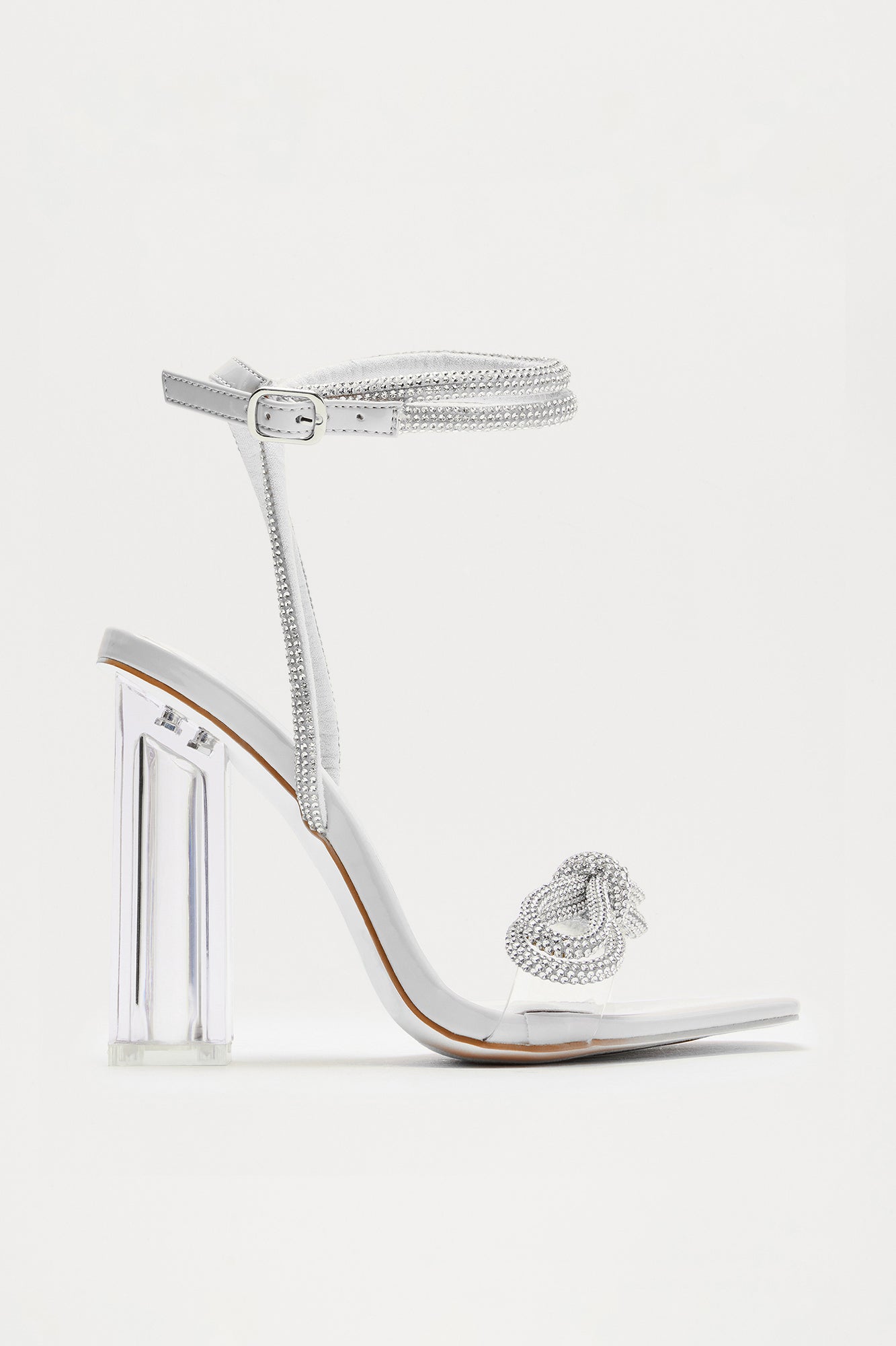 Conny Embellished Lucite Block Heels - Silver