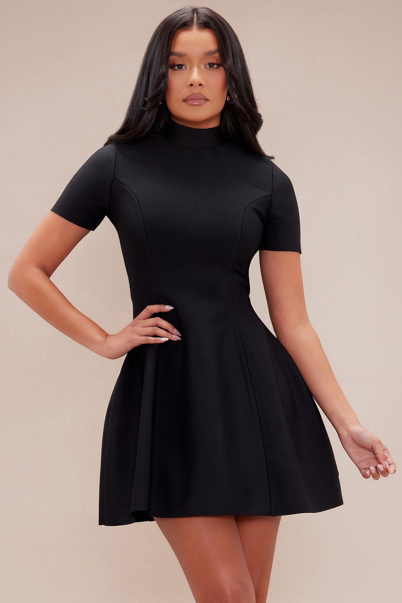 Blakely Bandage A Line Mini Dress - Black