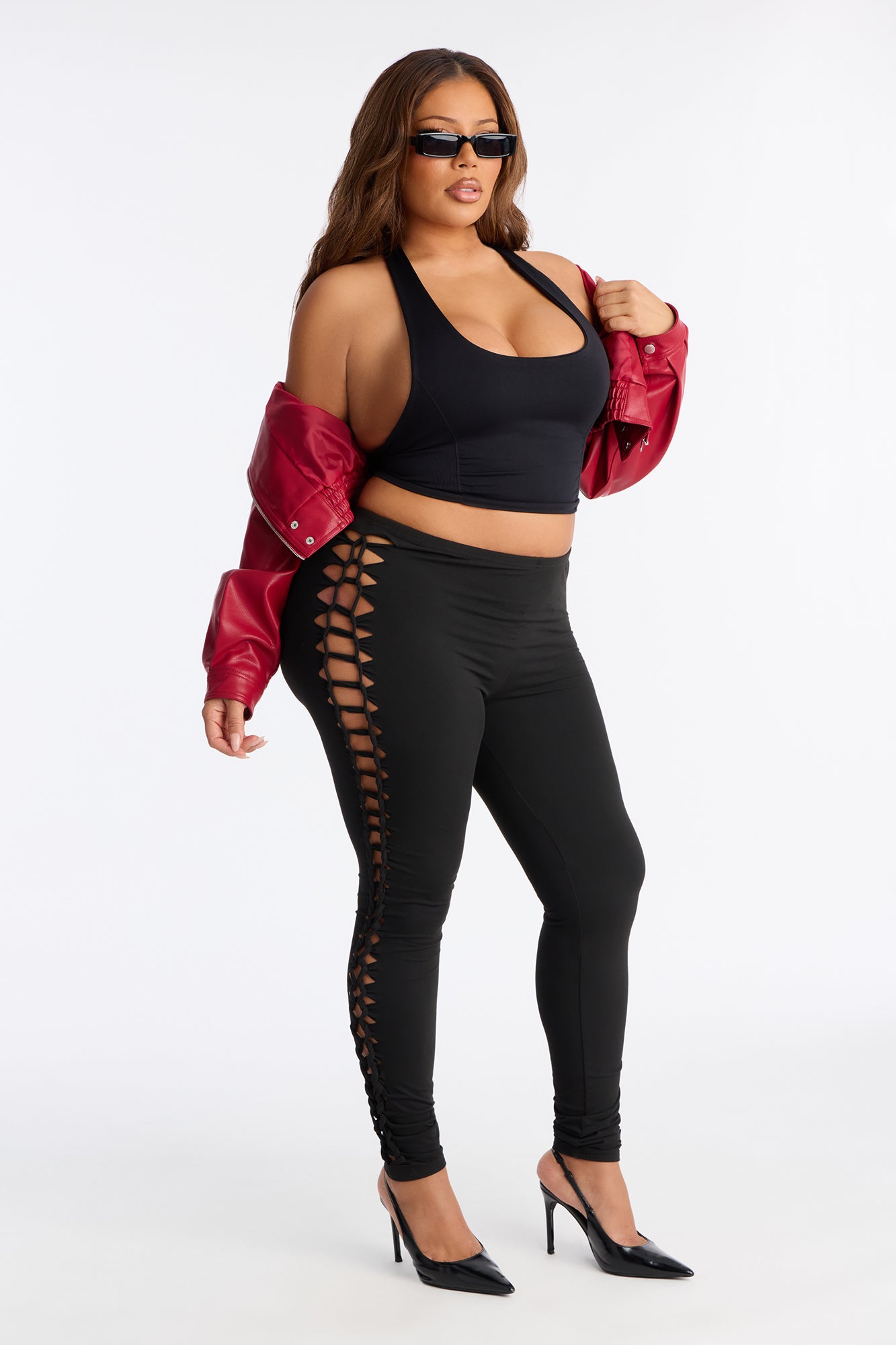 Prim Cut Out Mid Rise Legging - Black