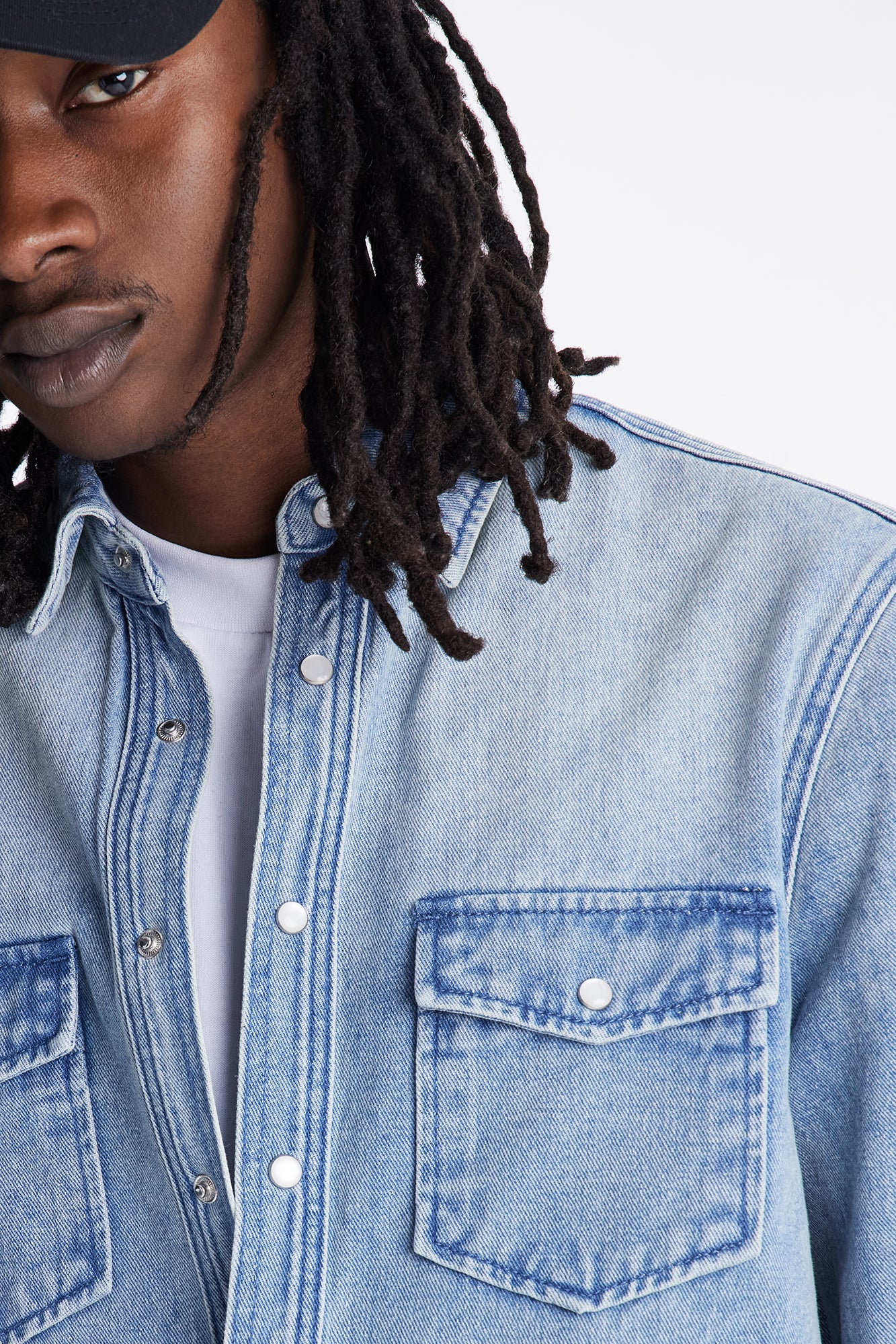 Rodeo Denim Button Up Shirt - Light Blue Wash
