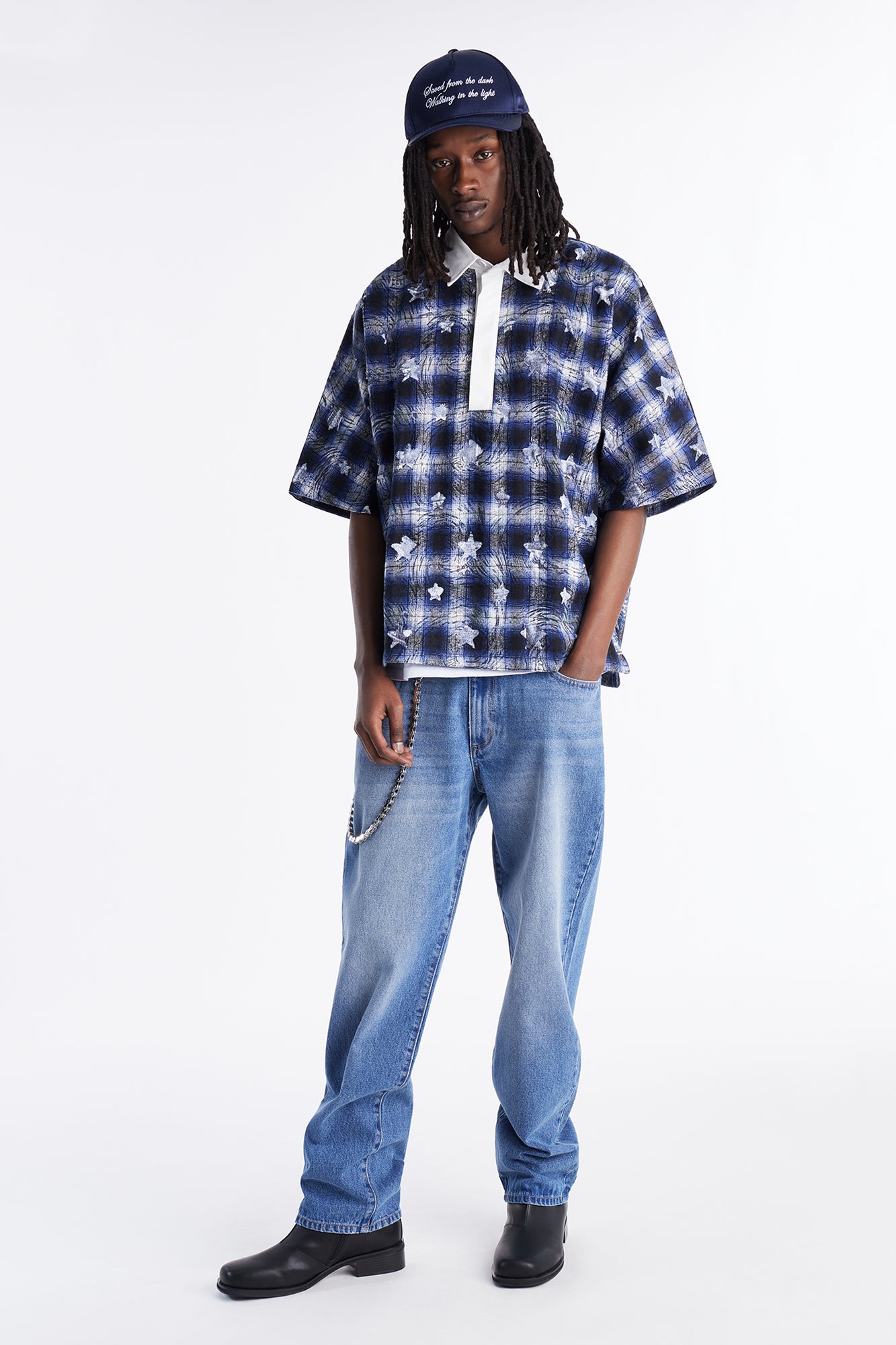 Oversized Star Struck Polo Shirt - Blue