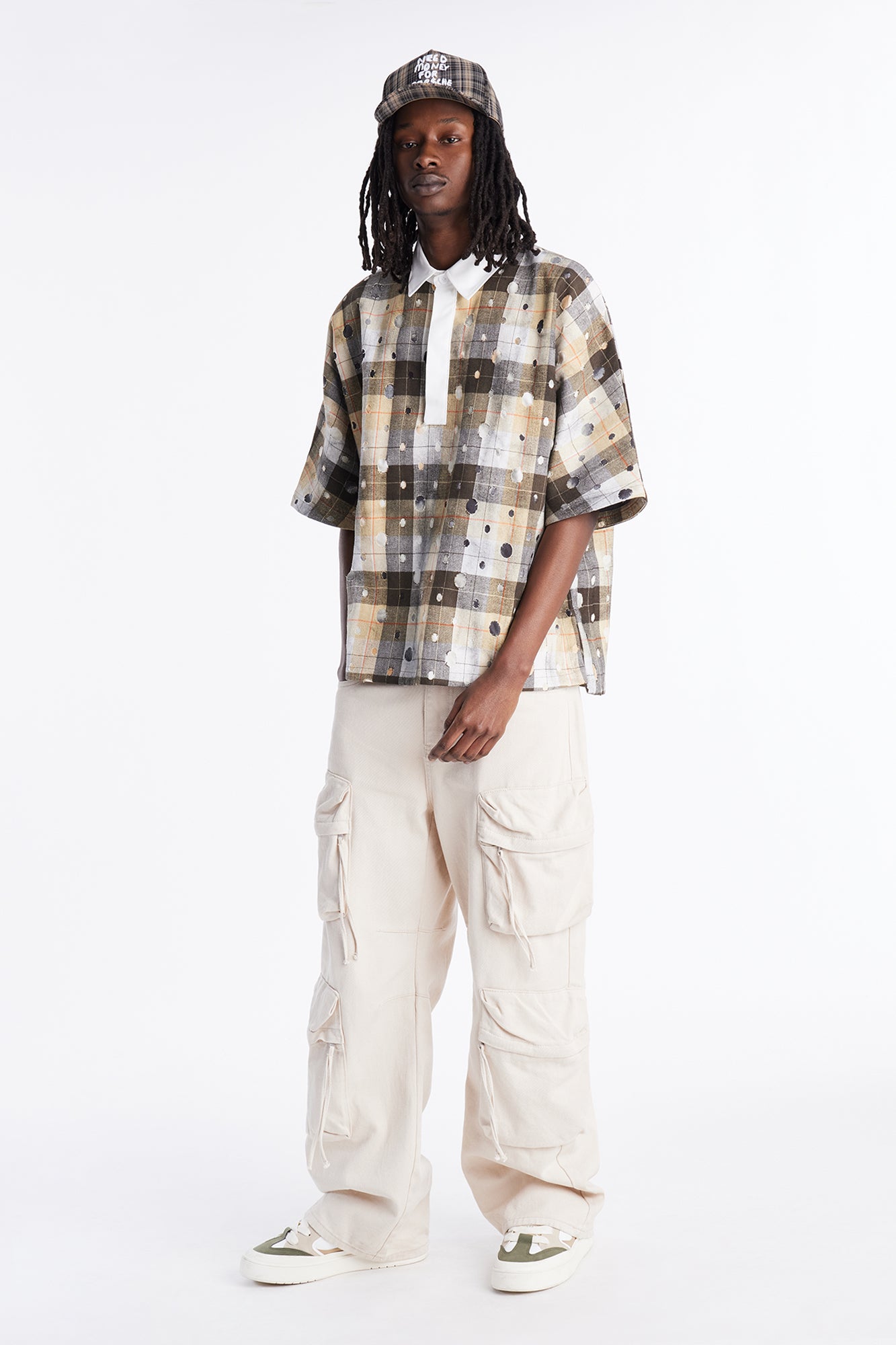 Oversized Ripped Intentions Polo Shirt - Brown