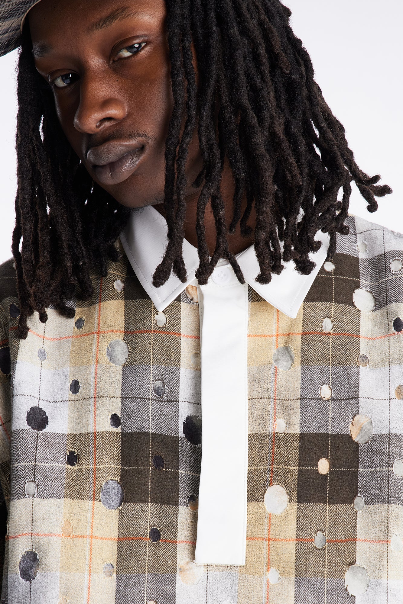 Oversized Ripped Intentions Polo Shirt - Brown