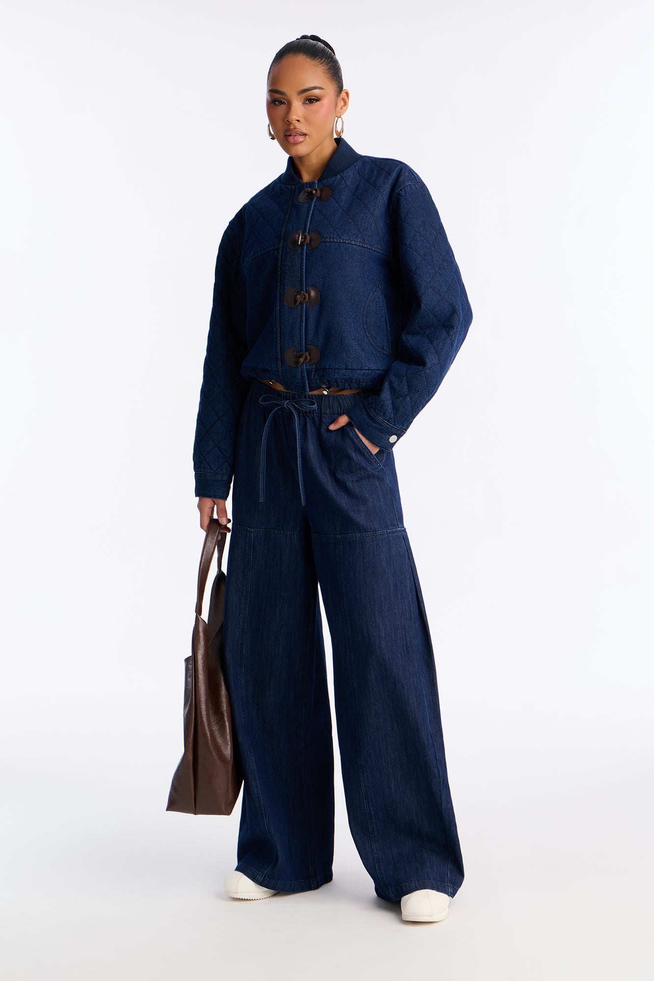 Petite Brigantine Pull On Wide Leg Jeans - Dark Wash