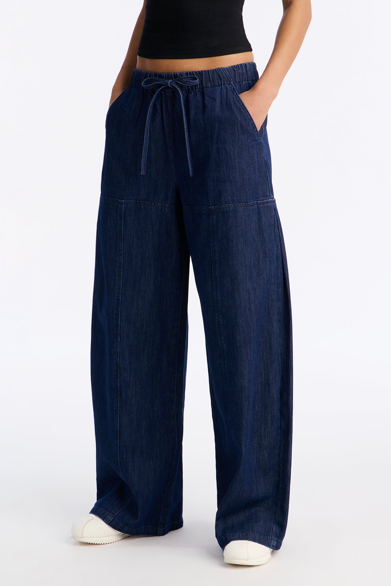Petite Brigantine Pull On Wide Leg Jeans - Dark Wash