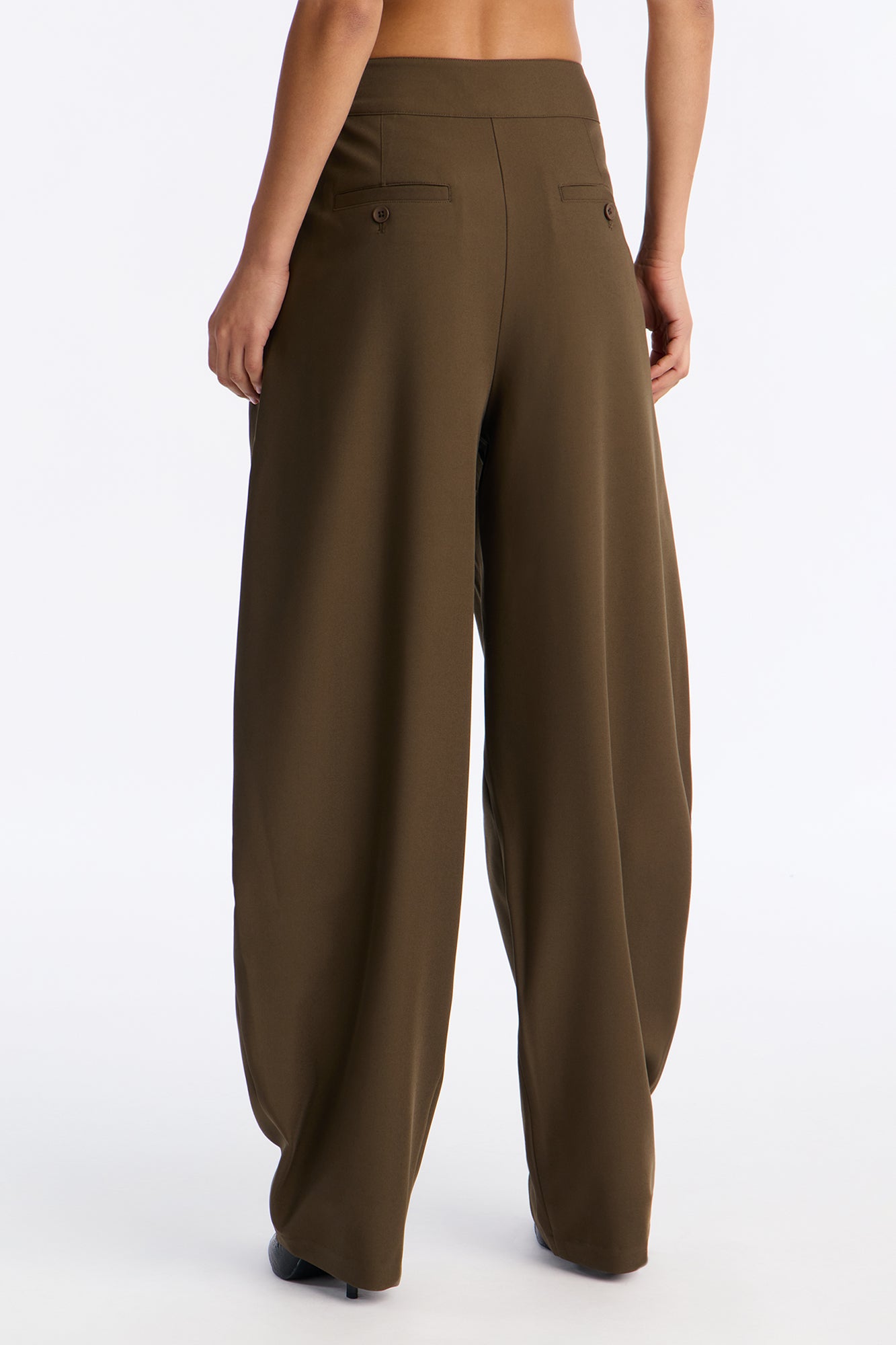 Long Lasting High Waisted Barrel Leg Trouser Pant 32″ - Olive