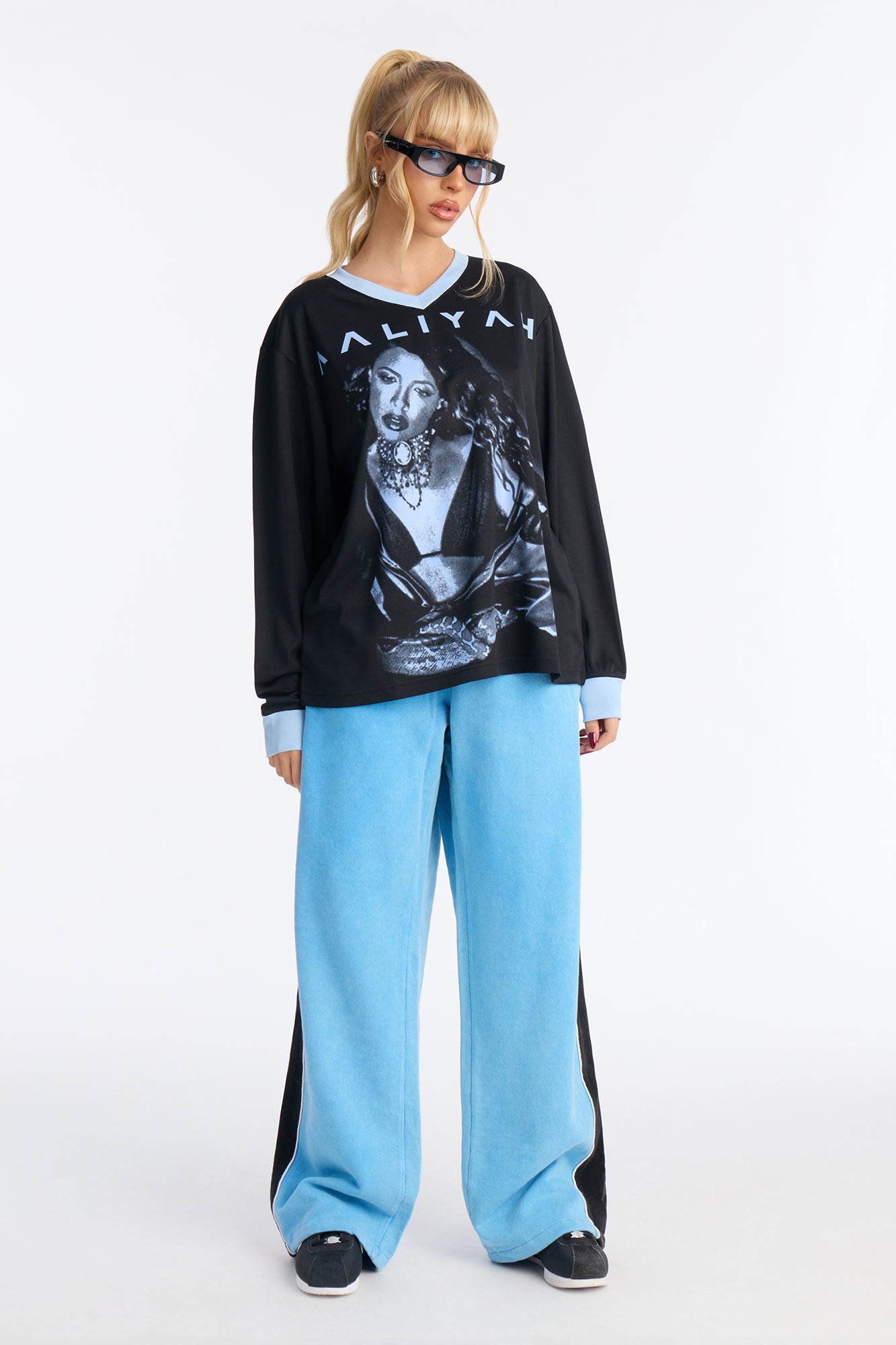 Aaliyah 79 Satin Long Sleeve Jersey - Black