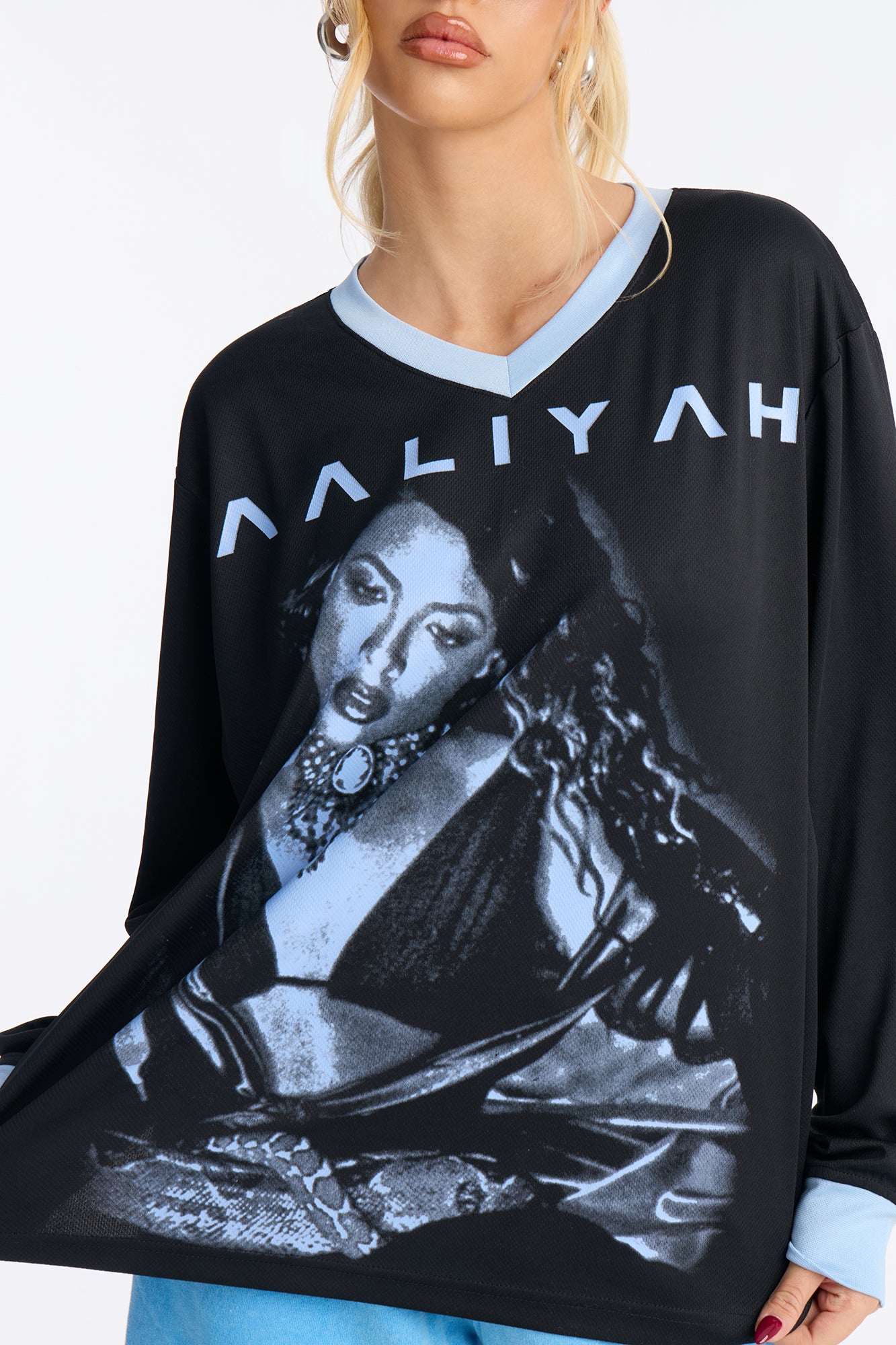Aaliyah 79 Satin Long Sleeve Jersey - Black
