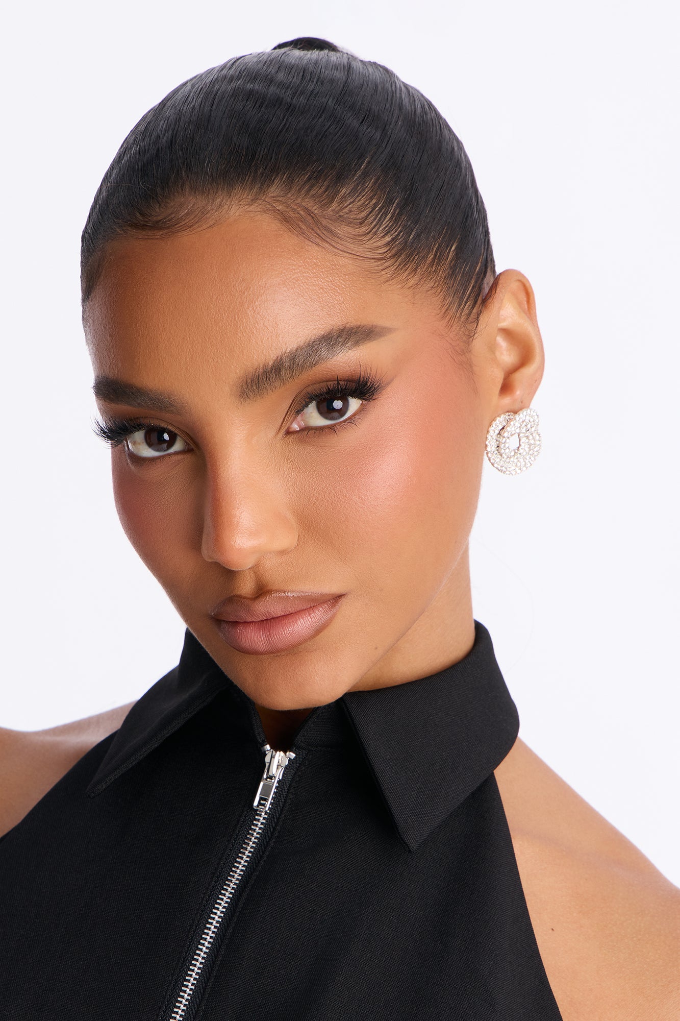 Eternal Knot Rhinestone Stud Earrings - Silver