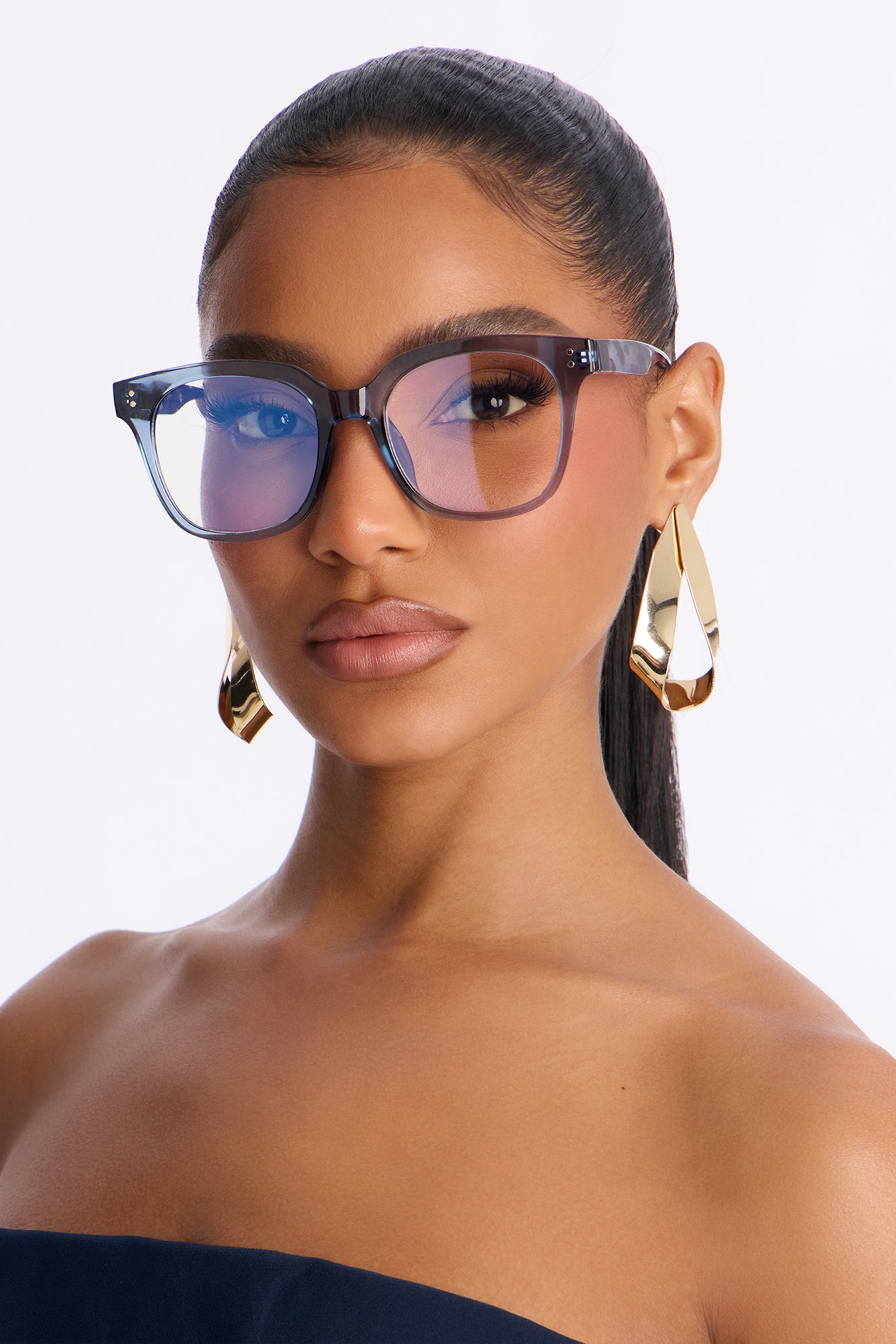 Hand Written Square Blue Light Glasses - Clear/Grey