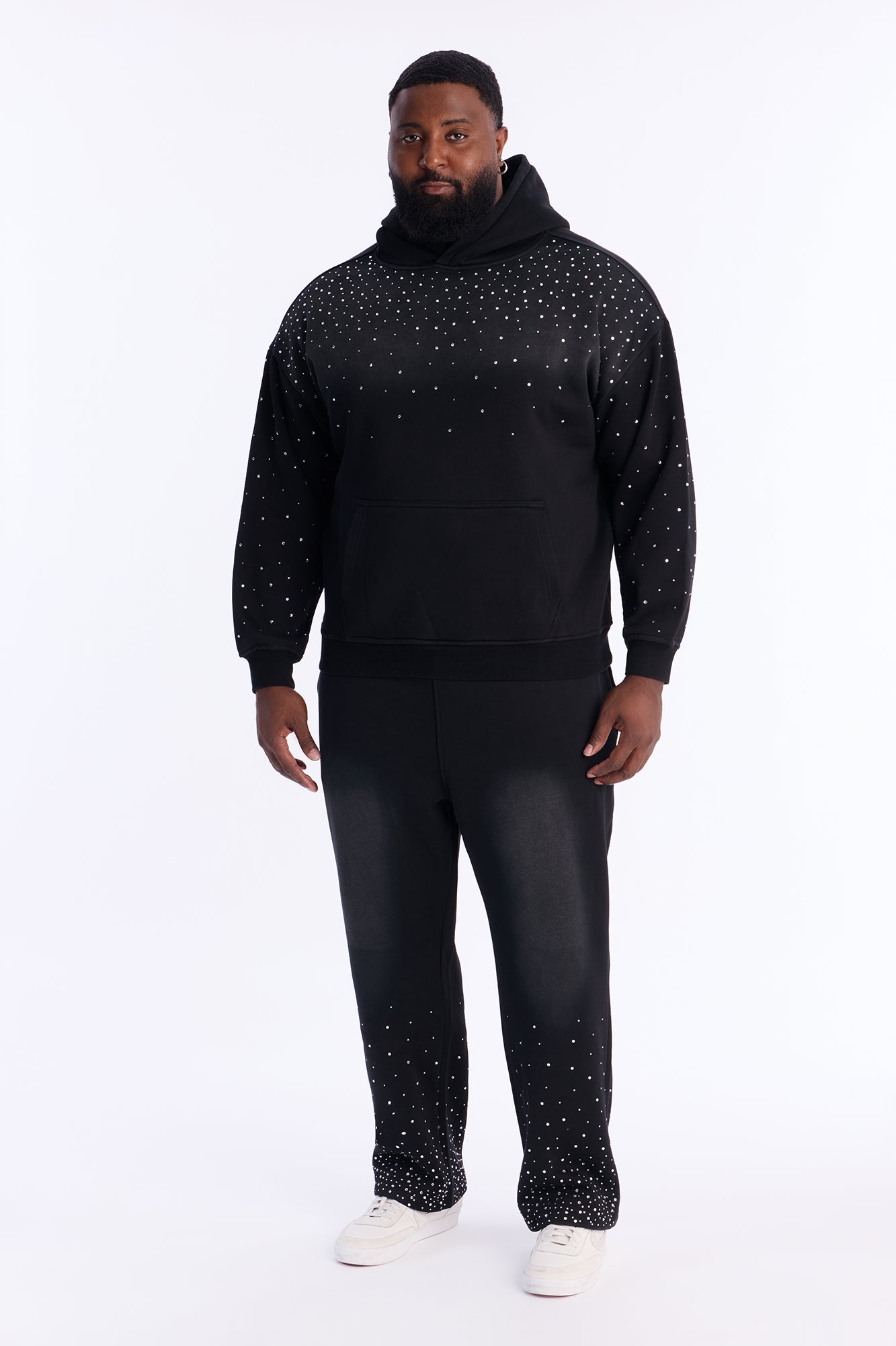 Run Them Rhinestones Oversized Hoodie - Black