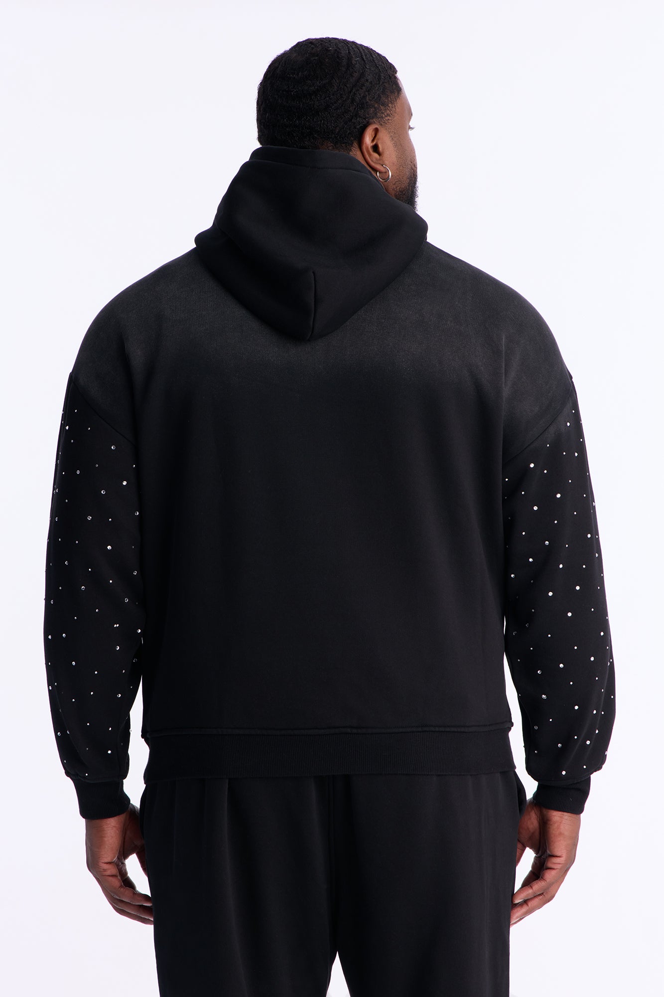 Run Them Rhinestones Oversized Hoodie - Black
