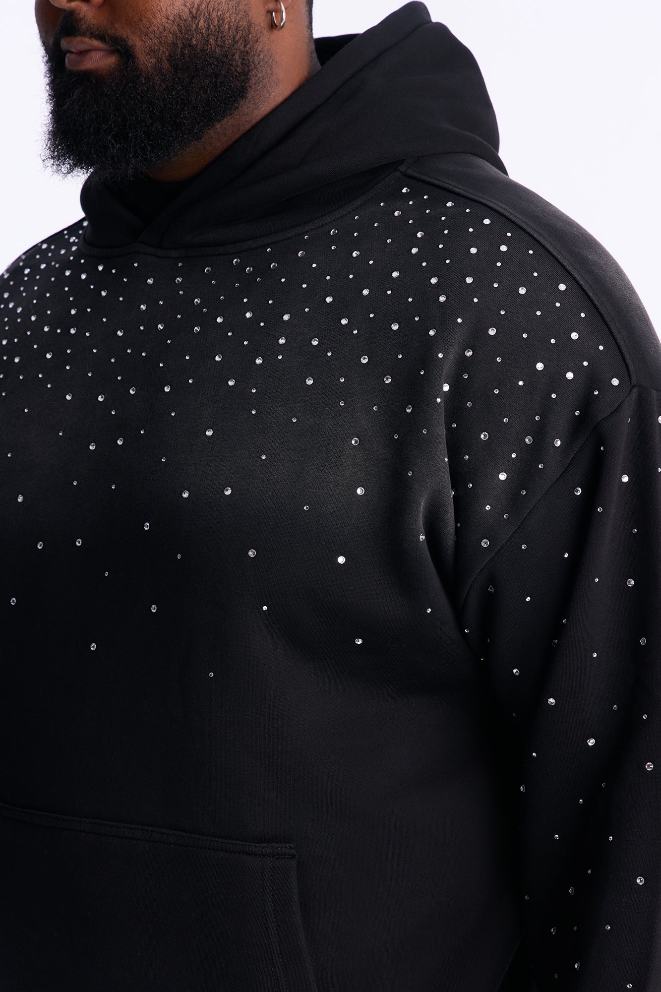 Run Them Rhinestones Oversized Hoodie - Black