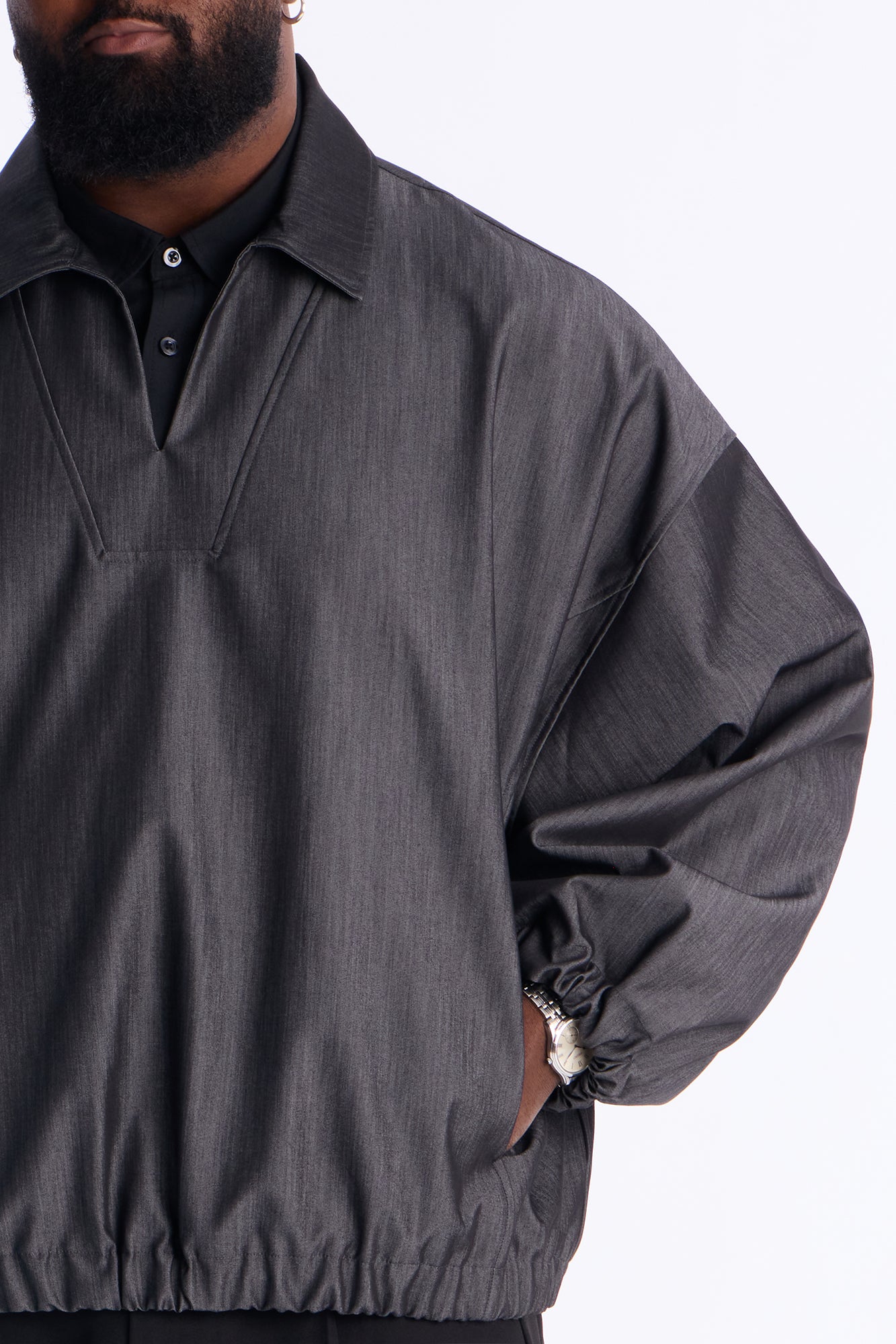 Relaxed Bold Flow Jacket - Charcoal
