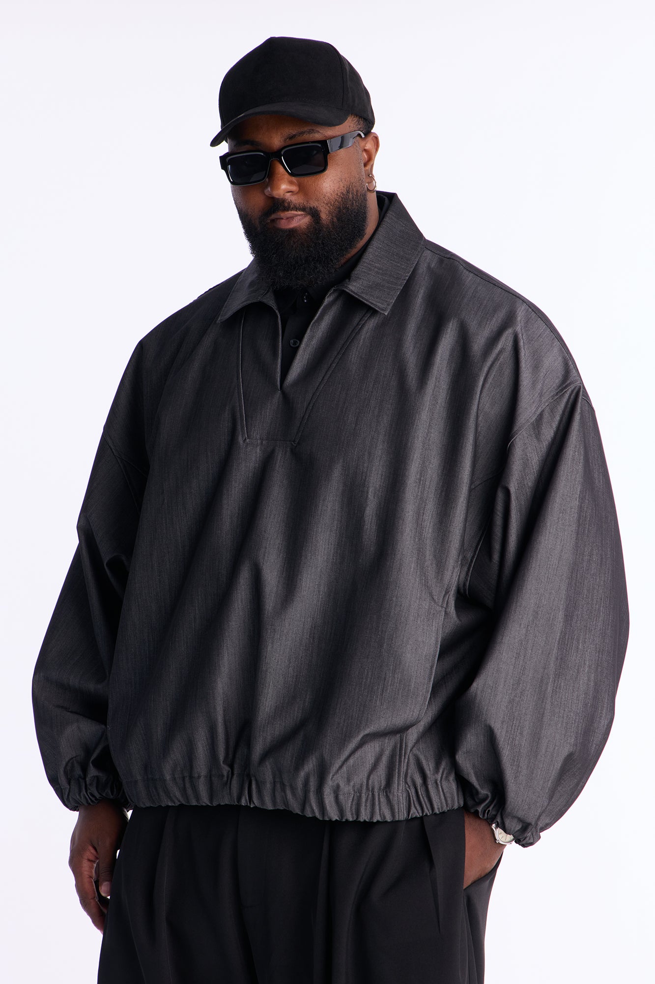 Relaxed Bold Flow Jacket - Charcoal