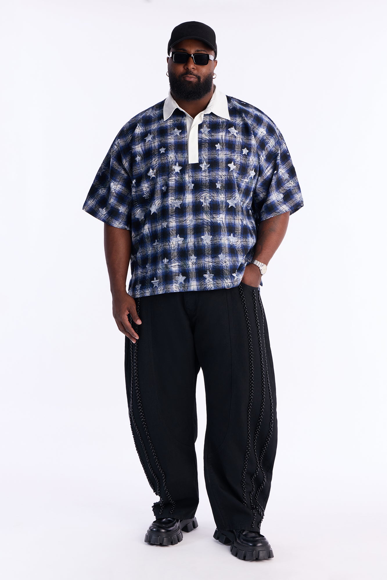 Oversized Star Struck Polo Shirt - Blue