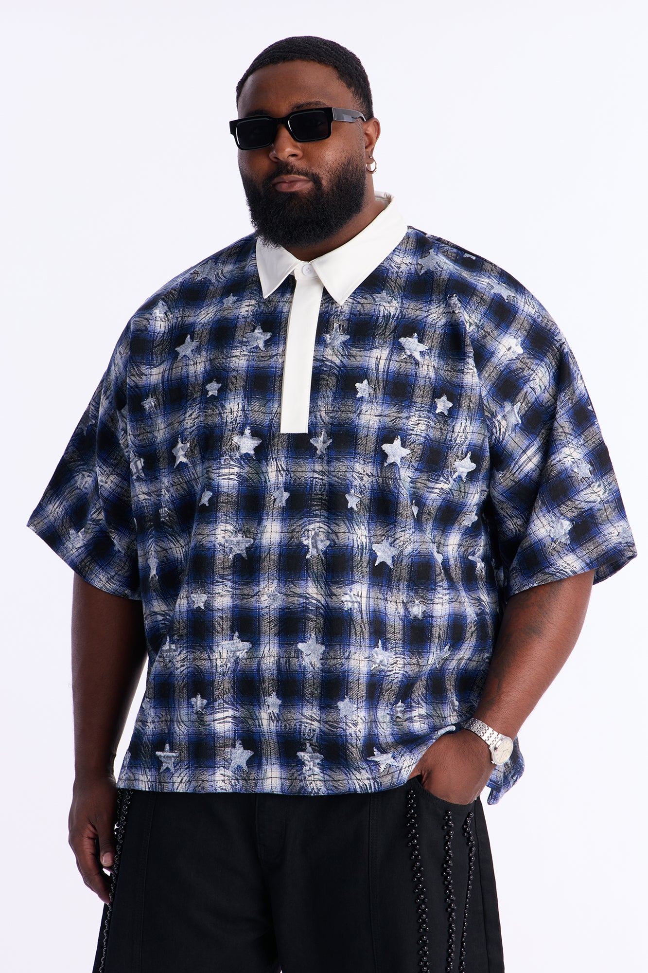 Oversized Star Struck Polo Shirt - Blue