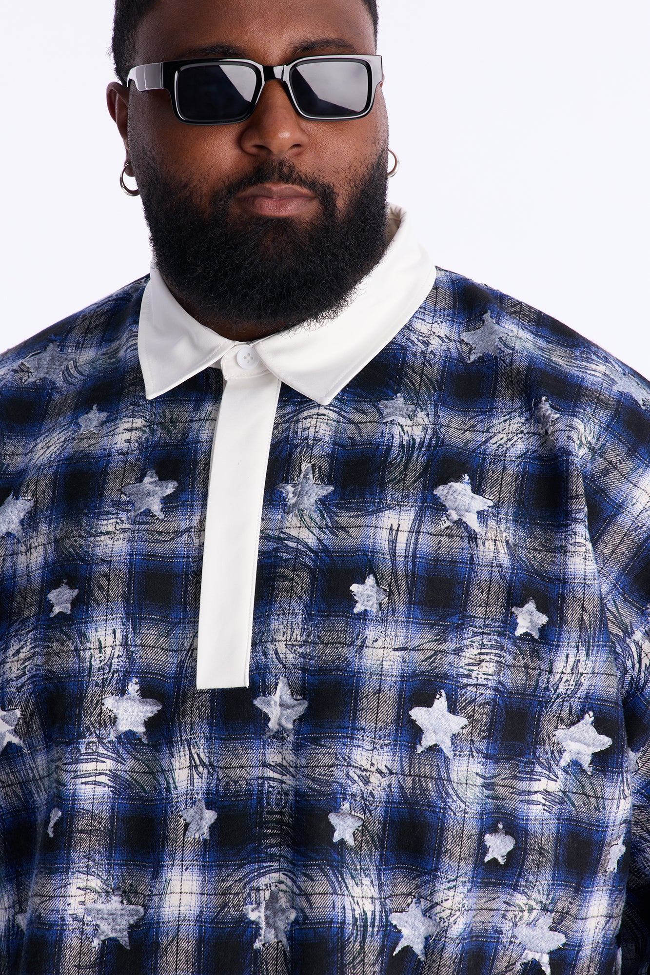 Oversized Star Struck Polo Shirt - Blue