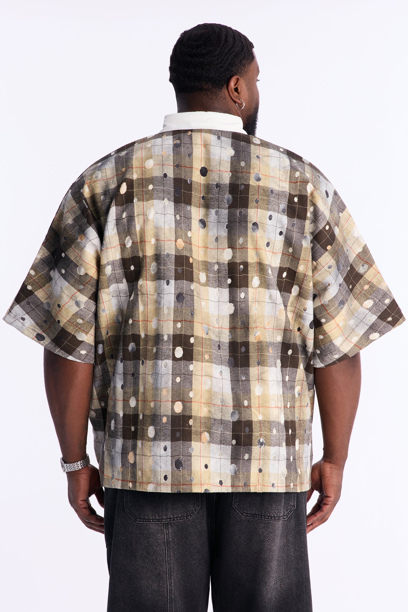 Oversized Ripped Intentions Polo Shirt - Brown