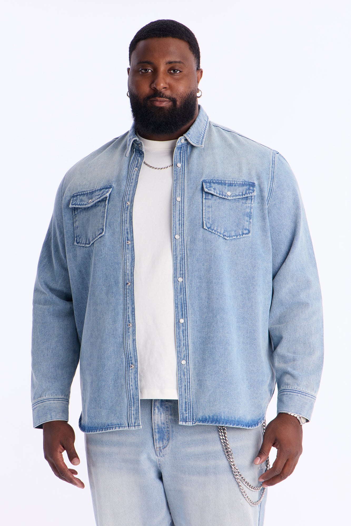 Rodeo Denim Button Up Shirt - Light Blue Wash