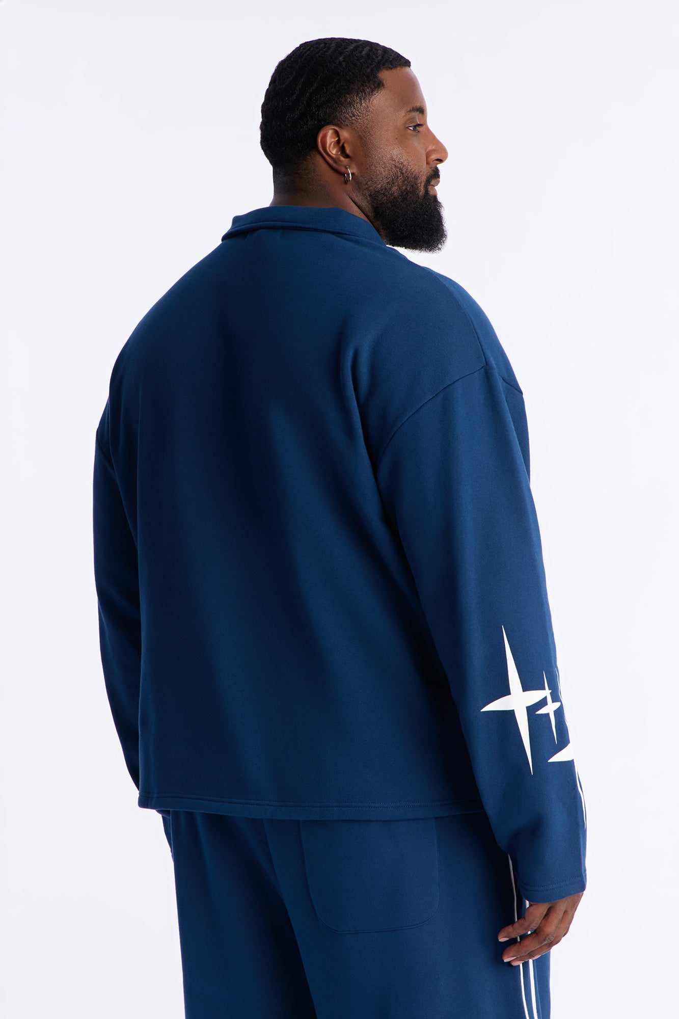 No Limits Long Sleeve Fleece Polo - Navy