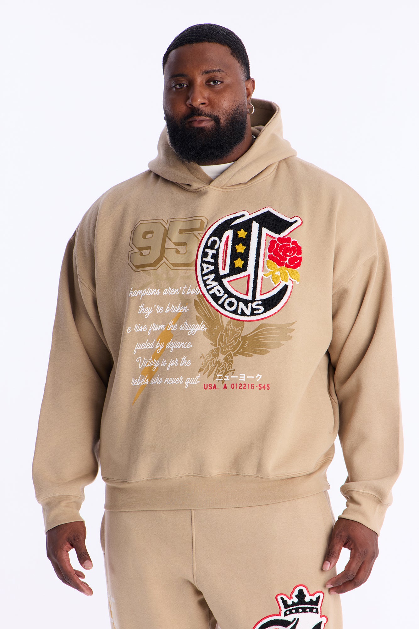 95 Champion Victory Oversized Hoodie - Khaki