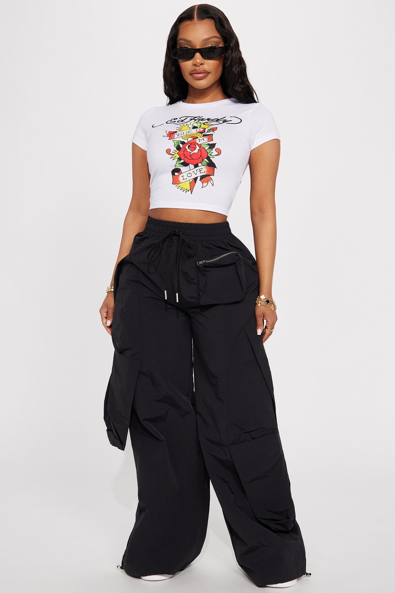 Ed Hardy Dagger And Rose Fitted Tee - White