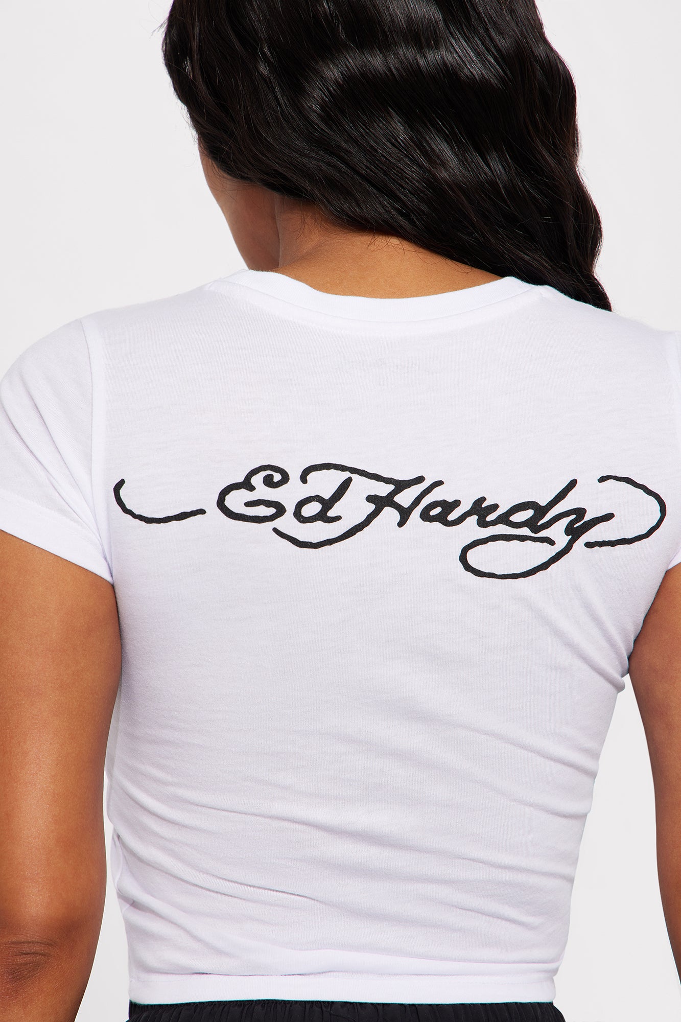 Ed Hardy Dagger And Rose Fitted Tee - White