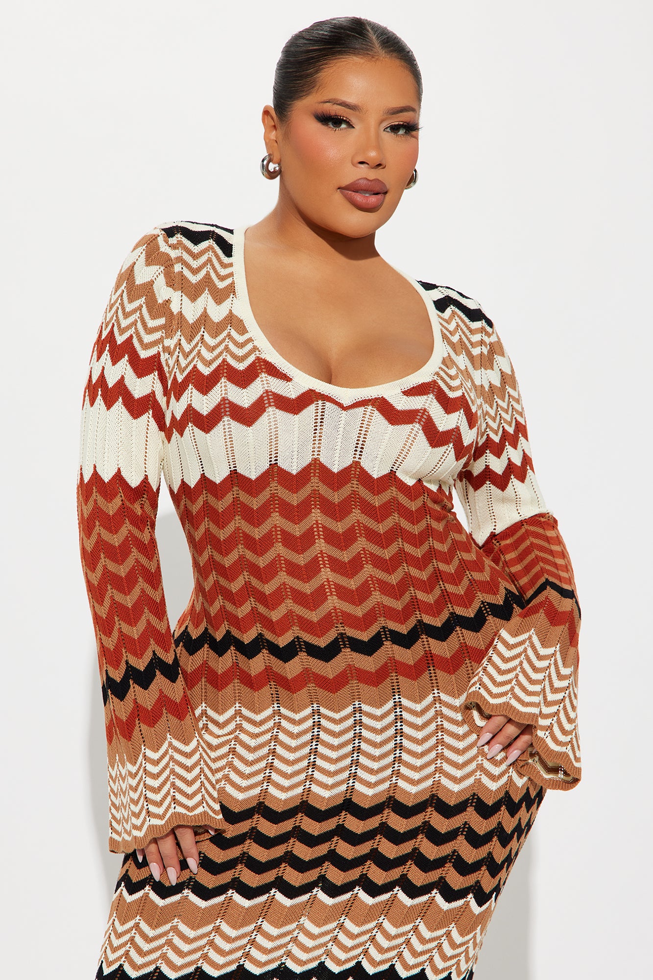 Nina Sweater Maxi Dress - Brown/combo