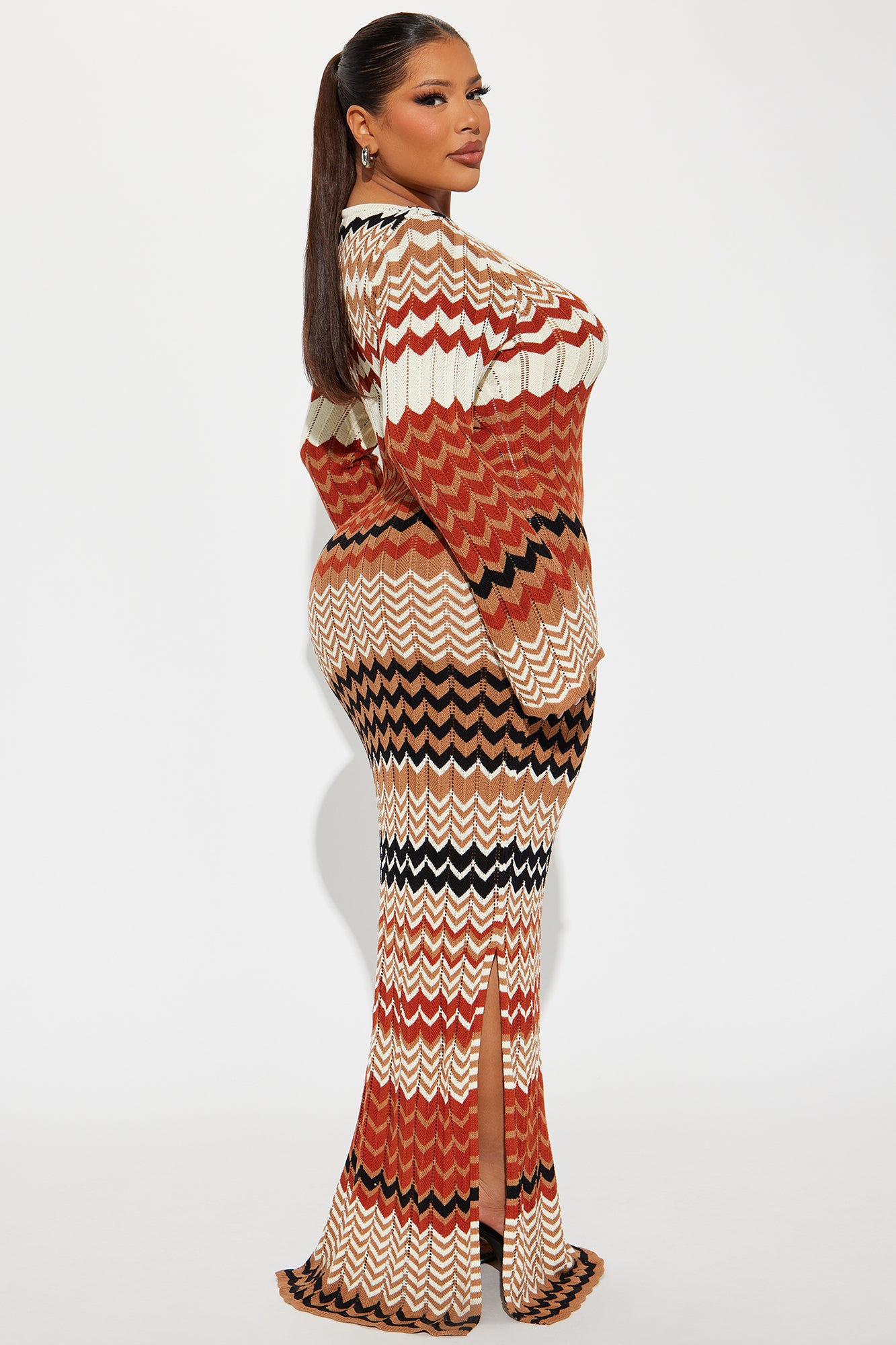 Nina Sweater Maxi Dress - Brown/combo