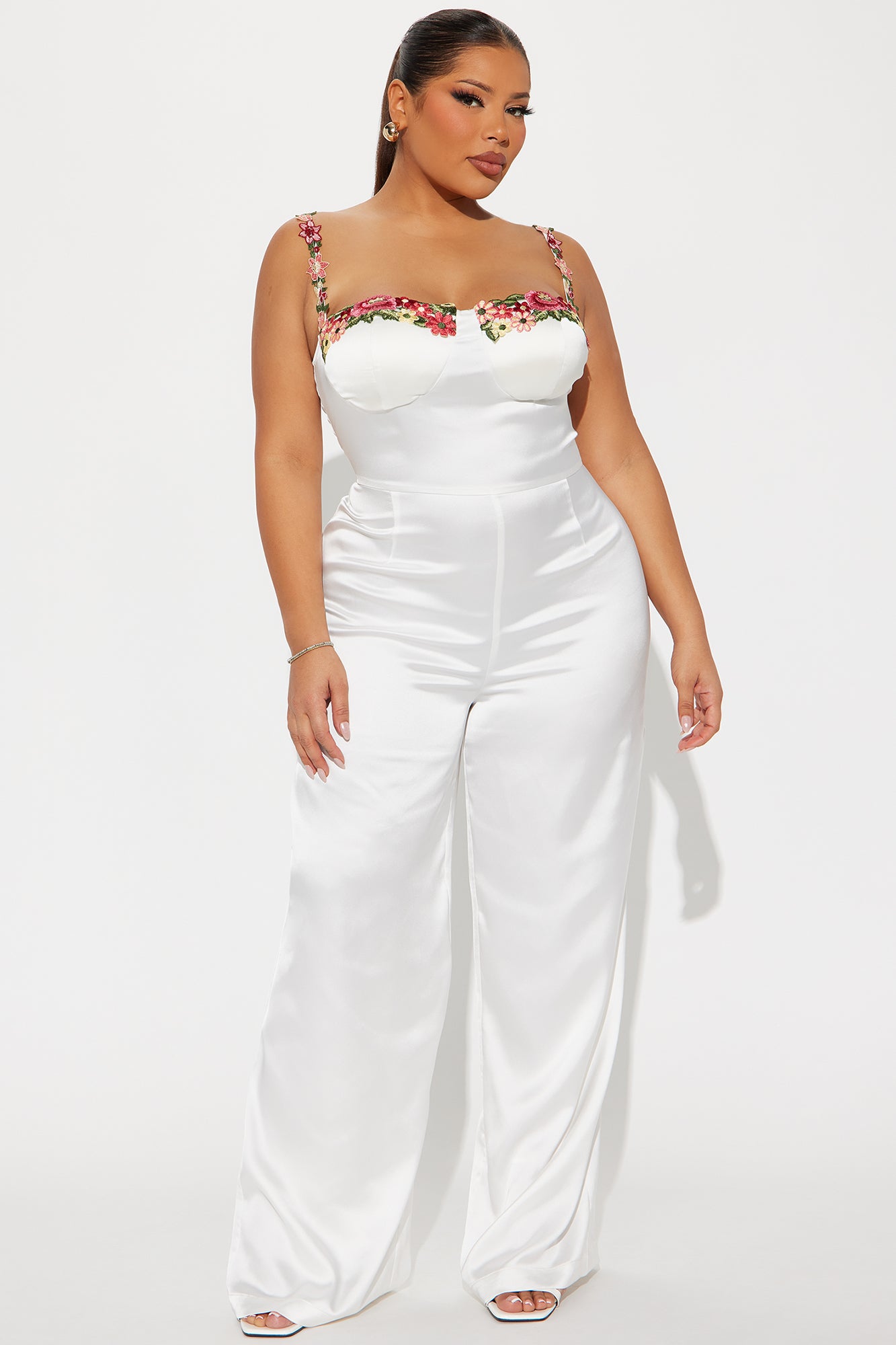 Evelyn Satin Jumpsuit - White