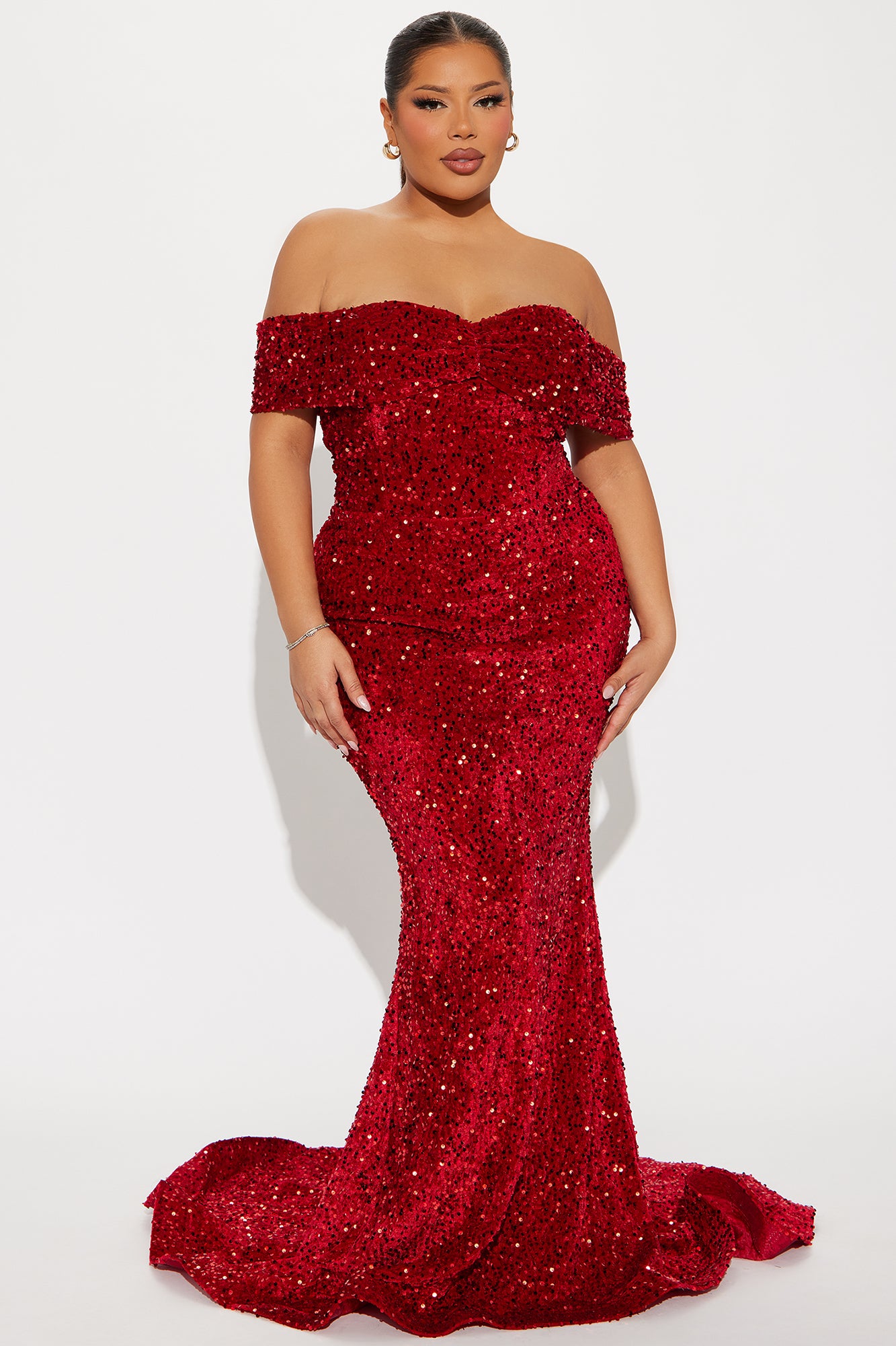 Elena Sequin Maxi Gown - Red