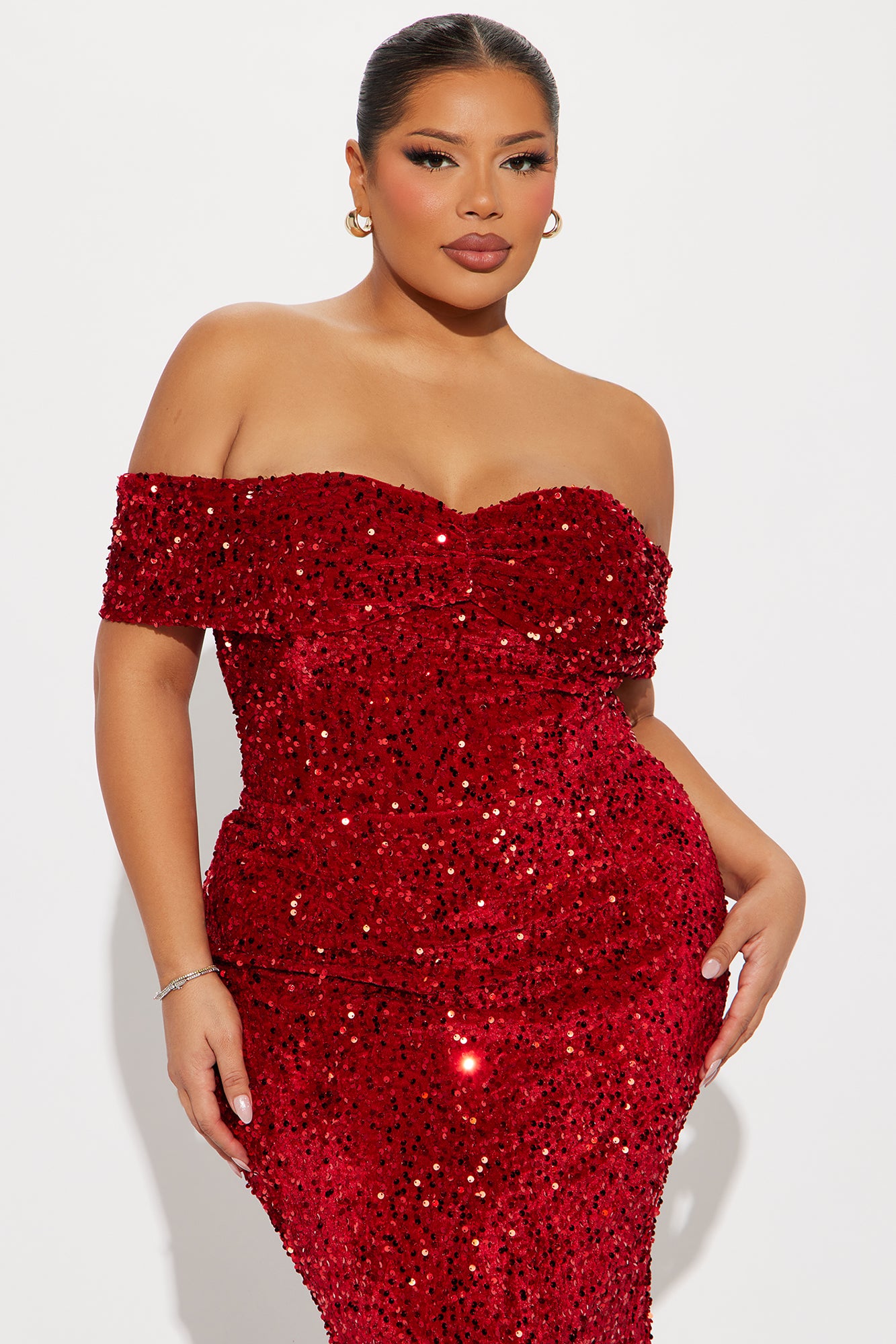 Elena Sequin Maxi Gown - Red