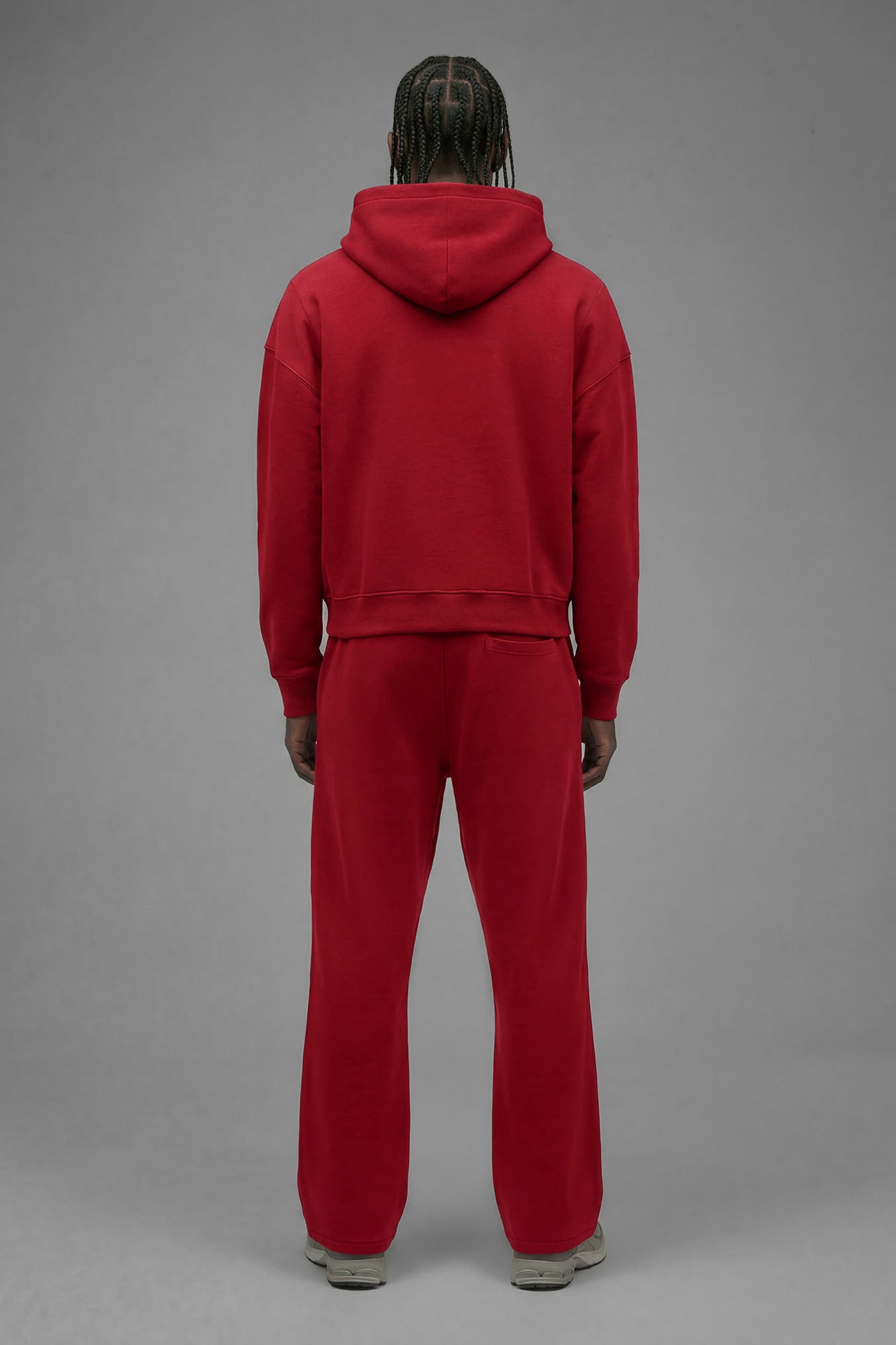 410 Oversized Cropped Zip Hoodie - Red