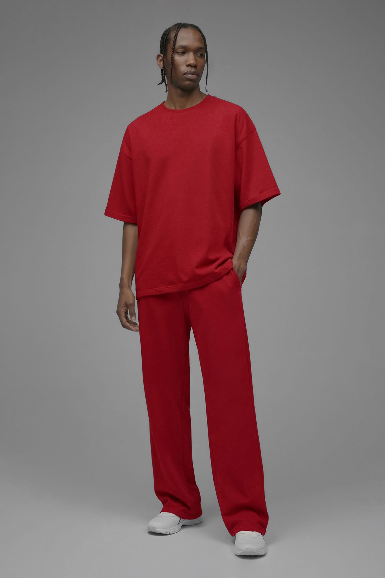 410 Oversized Fleece Tee - Red