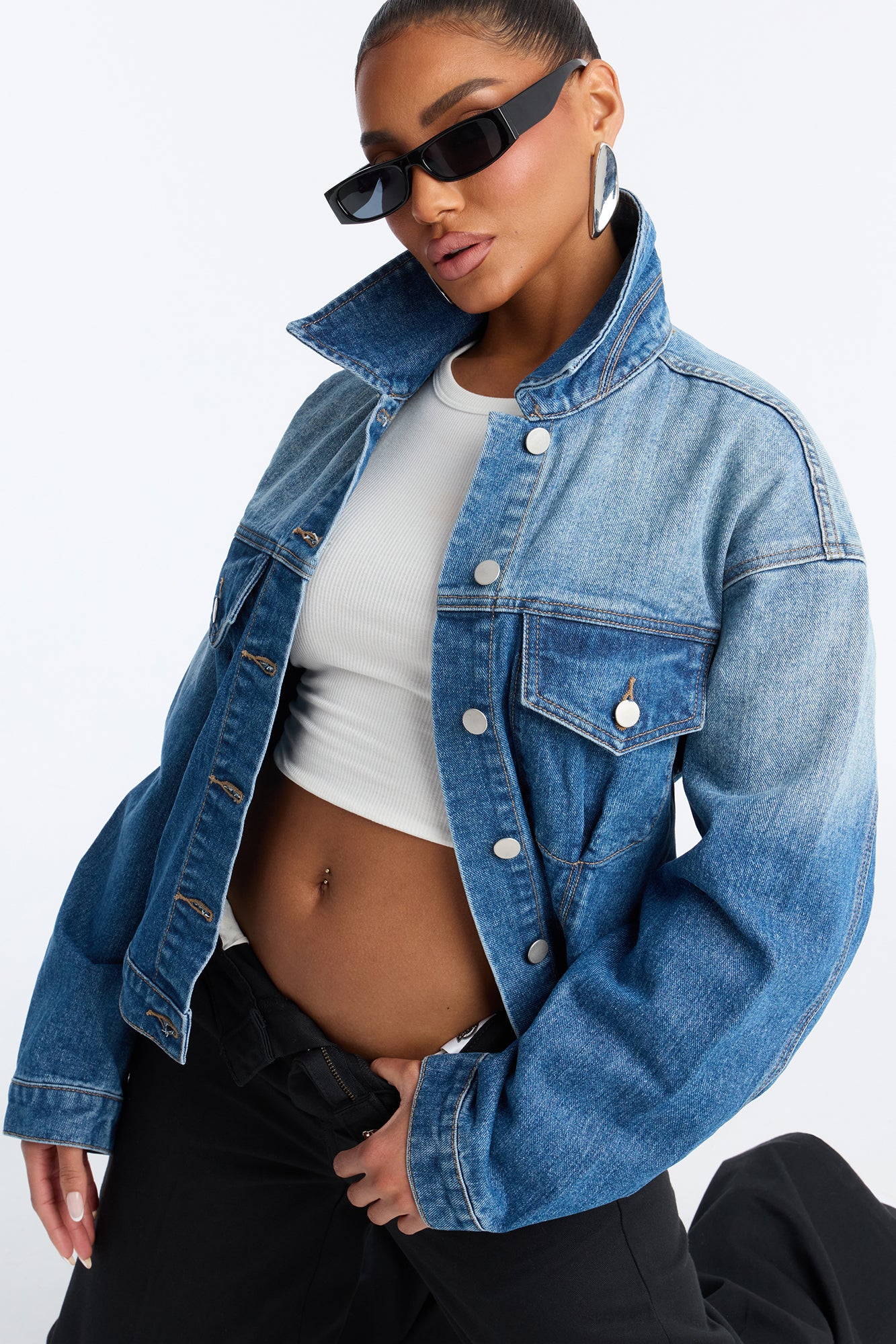 South Surrey Belted Denim Jacket - Medium Wash