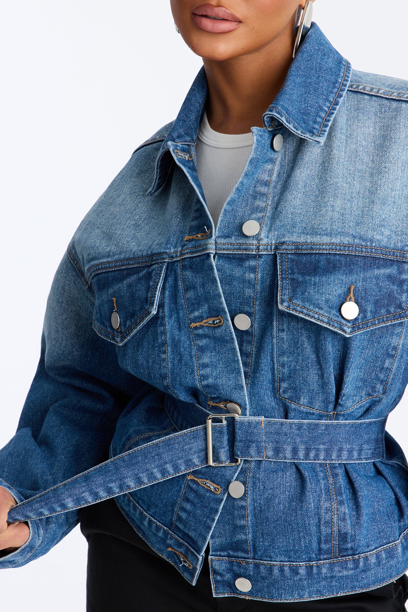 South Surrey Belted Denim Jacket - Medium Wash