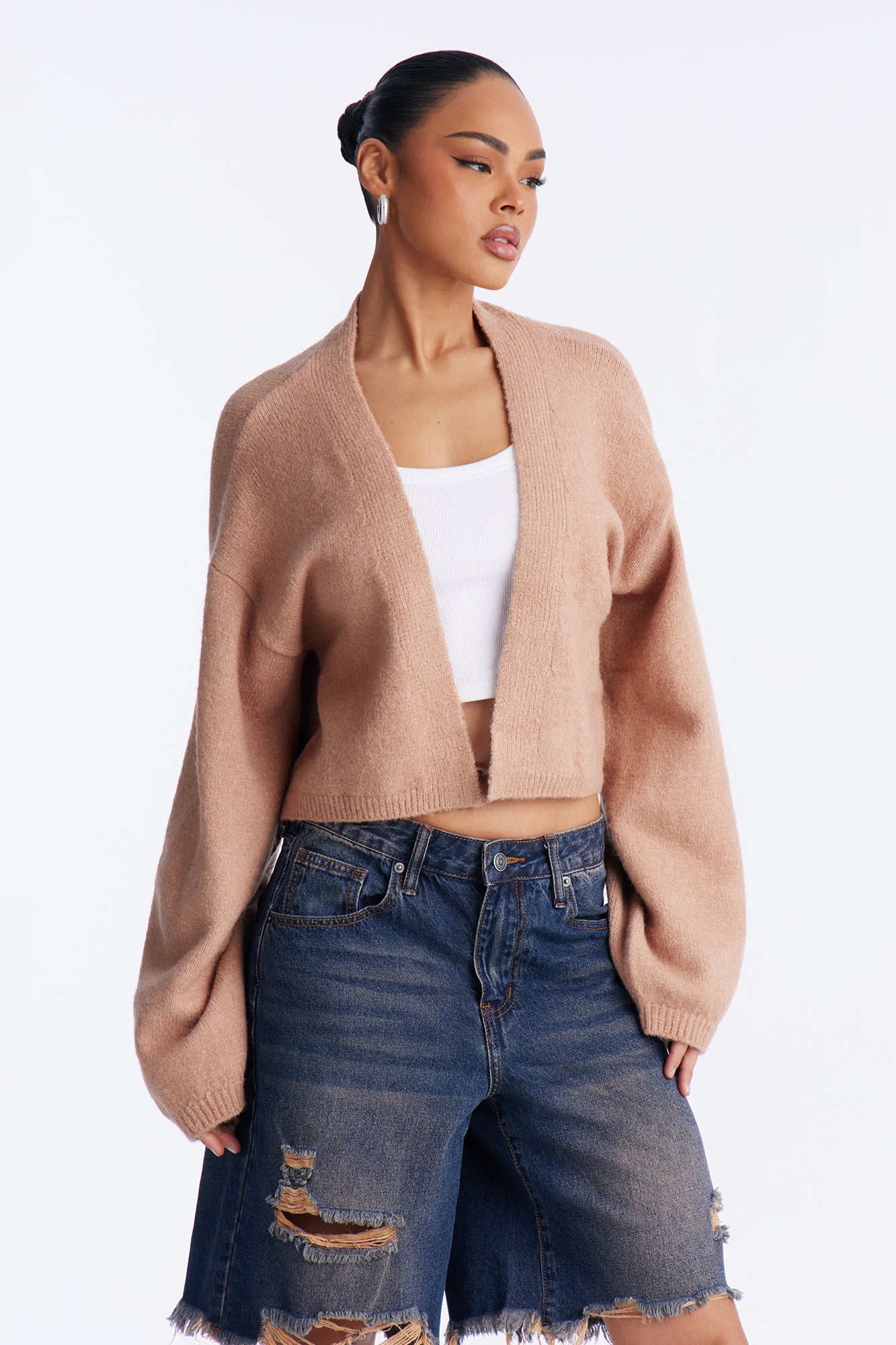 Made For Me Open Front Cardigan - Taupe