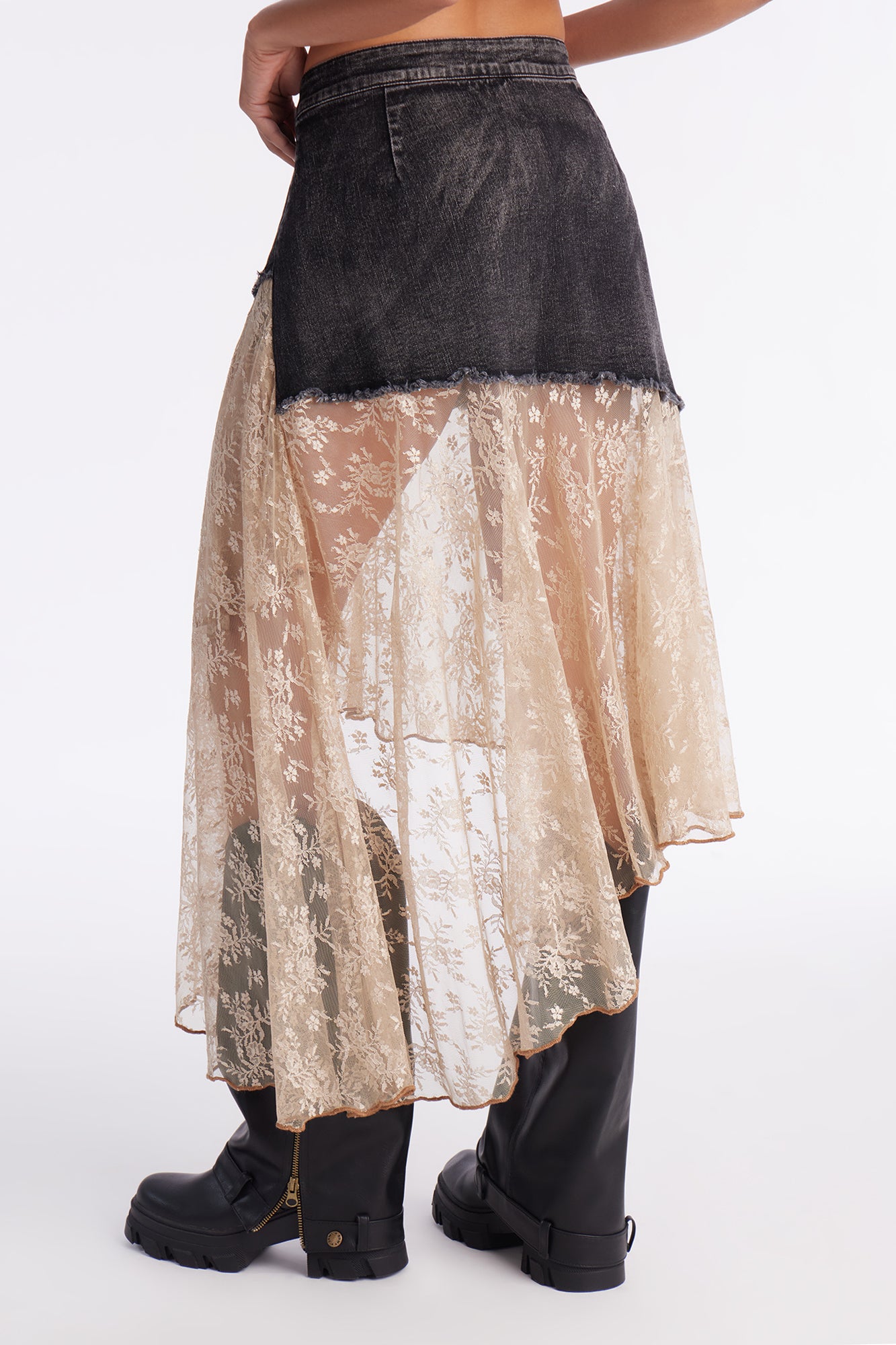 Grunge Mood Asymmetrical Mini Skirt - Black/combo