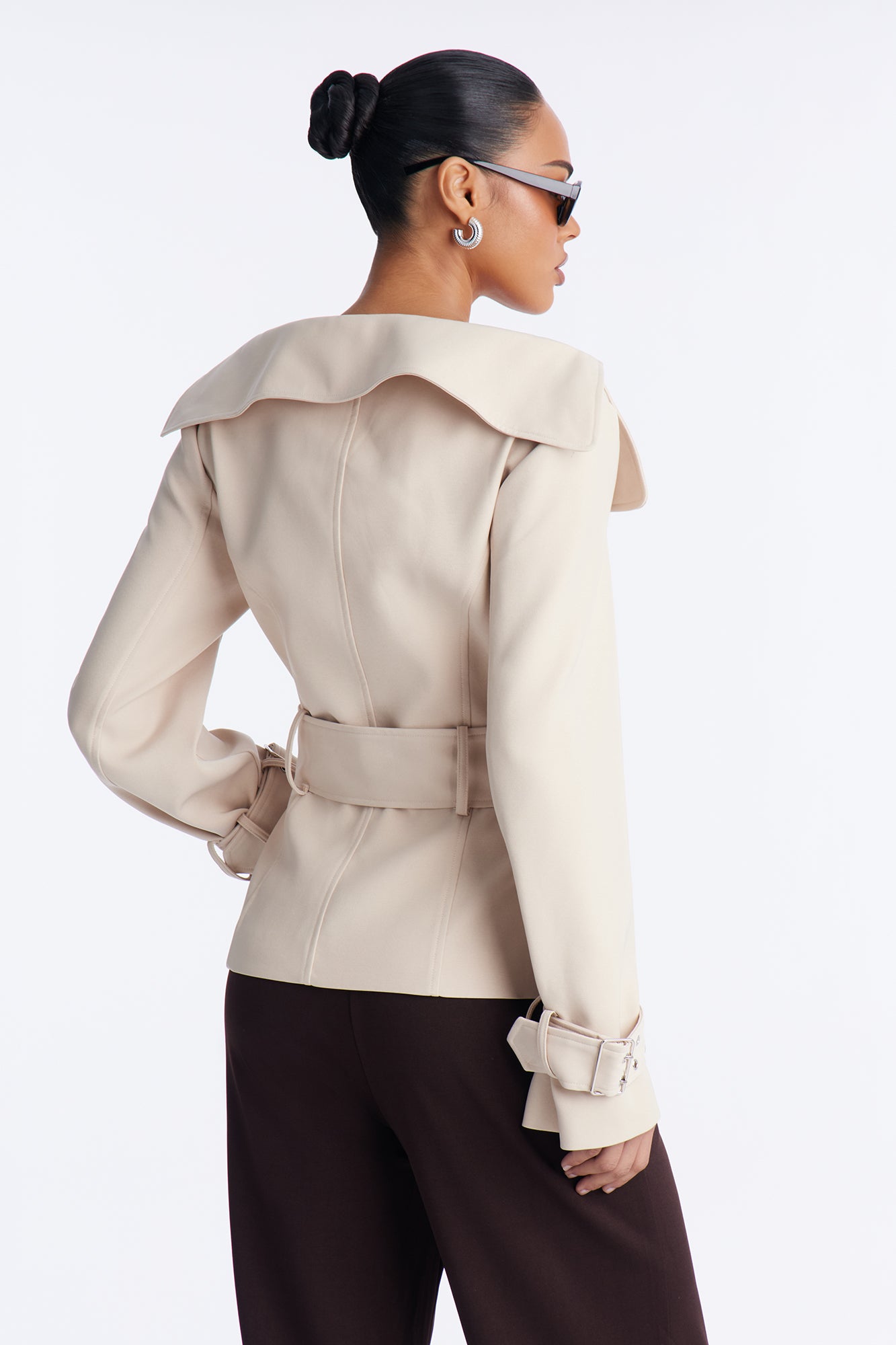 Georgina Off Shoulder Trench Coat - Khaki