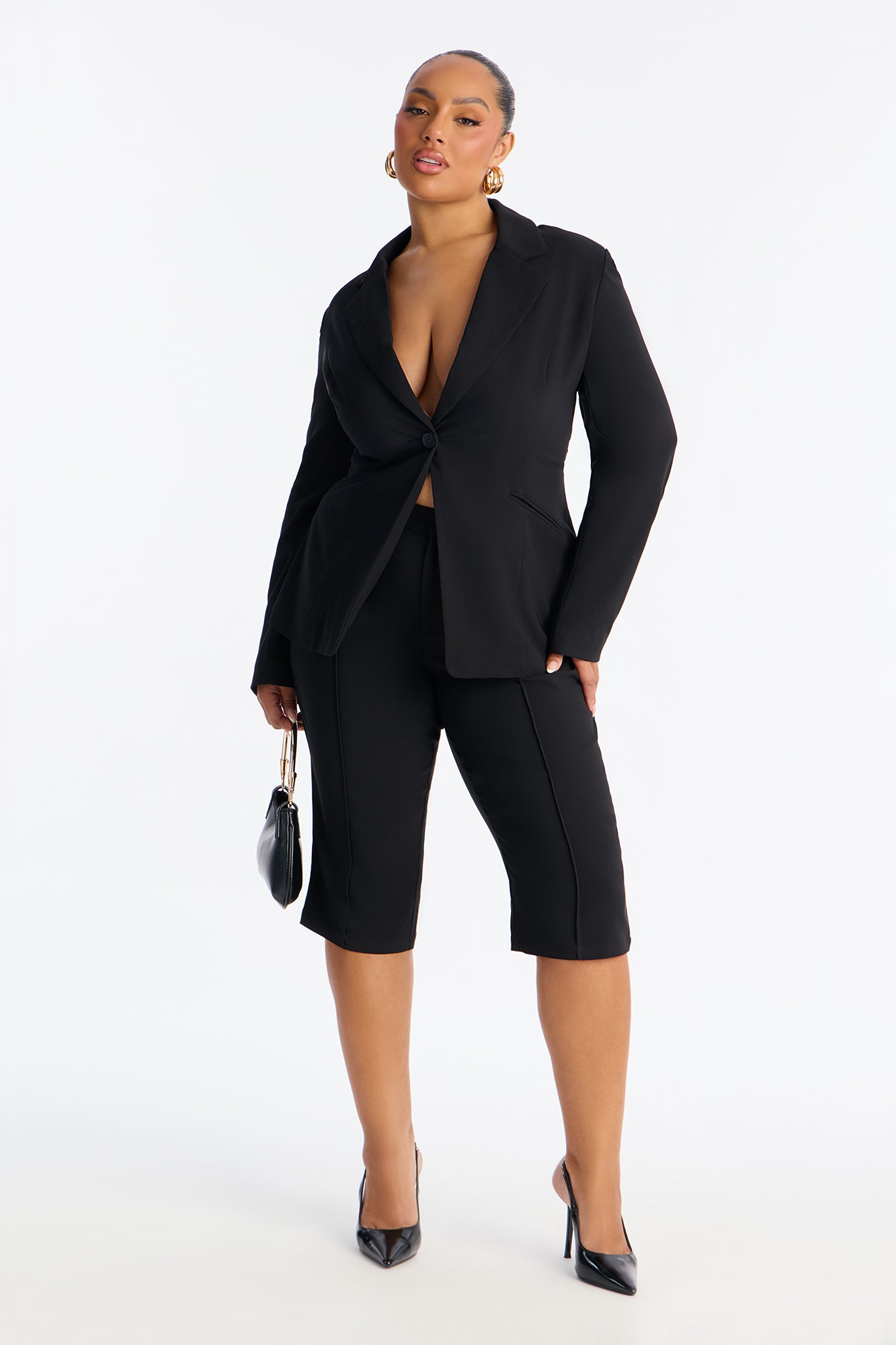 Such A Diva Blazer Capri Set - Black