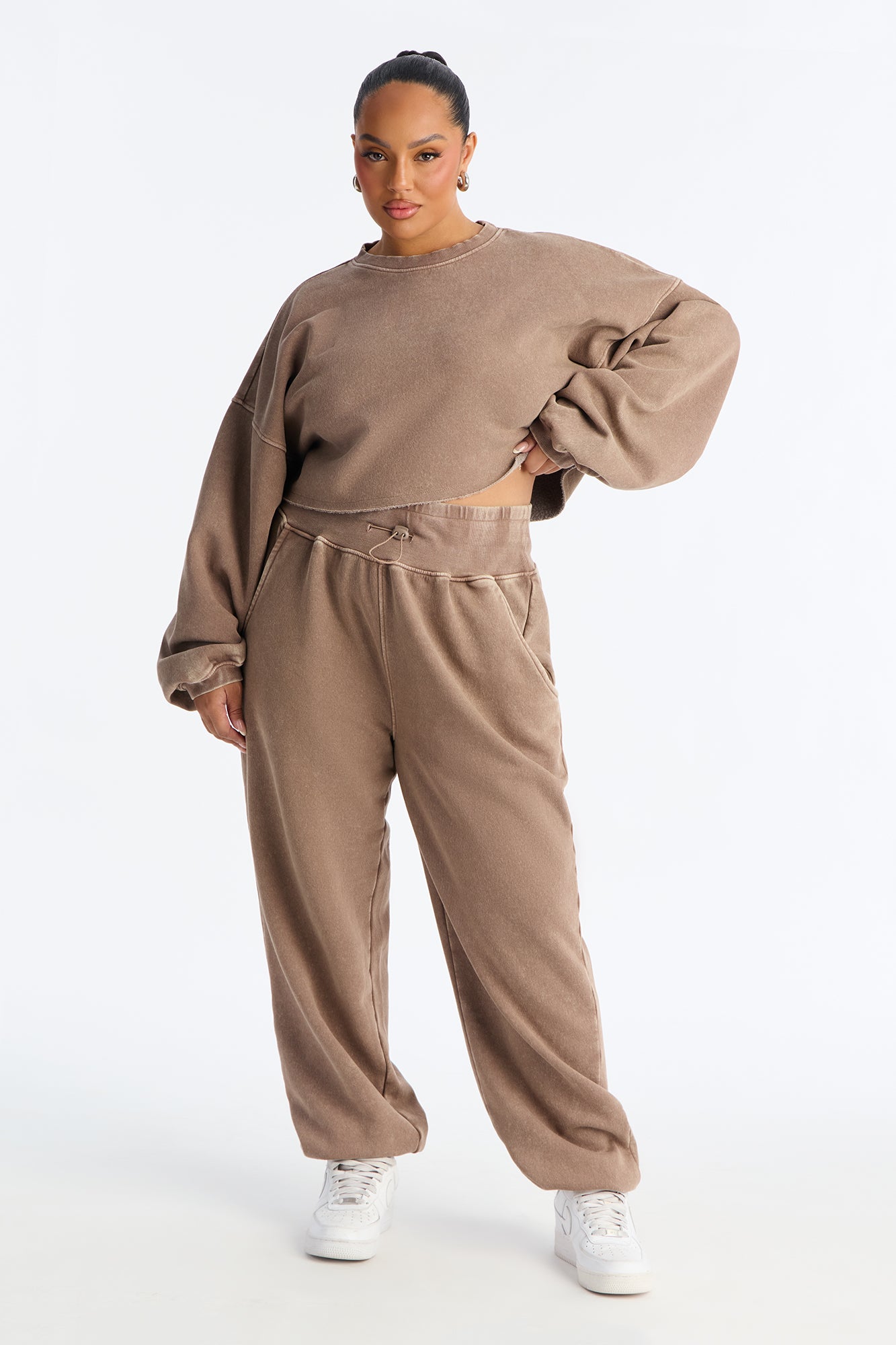 Feeling Good Fleece Jogger Set - Mocha