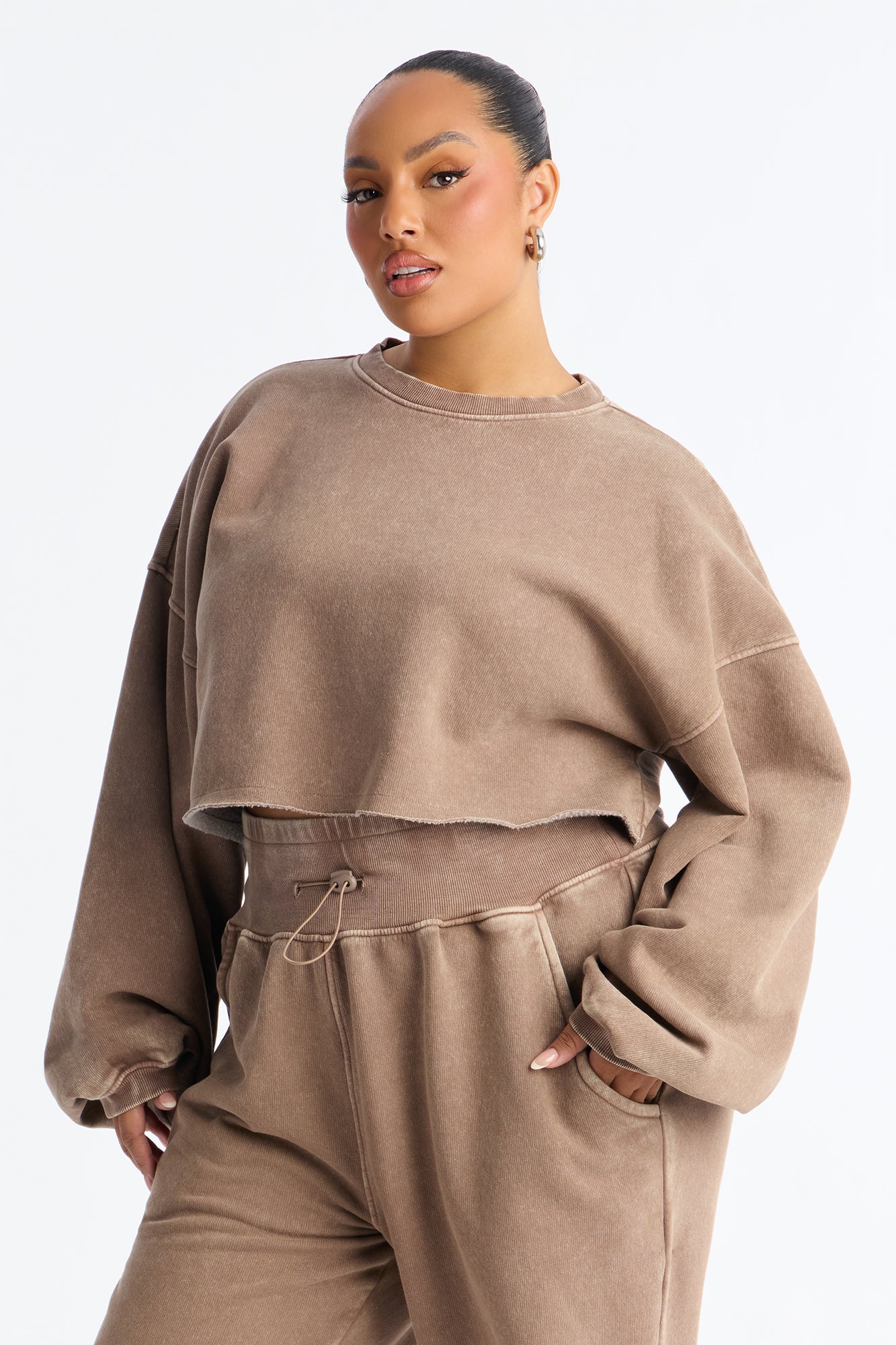 Feeling Good Fleece Jogger Set - Mocha